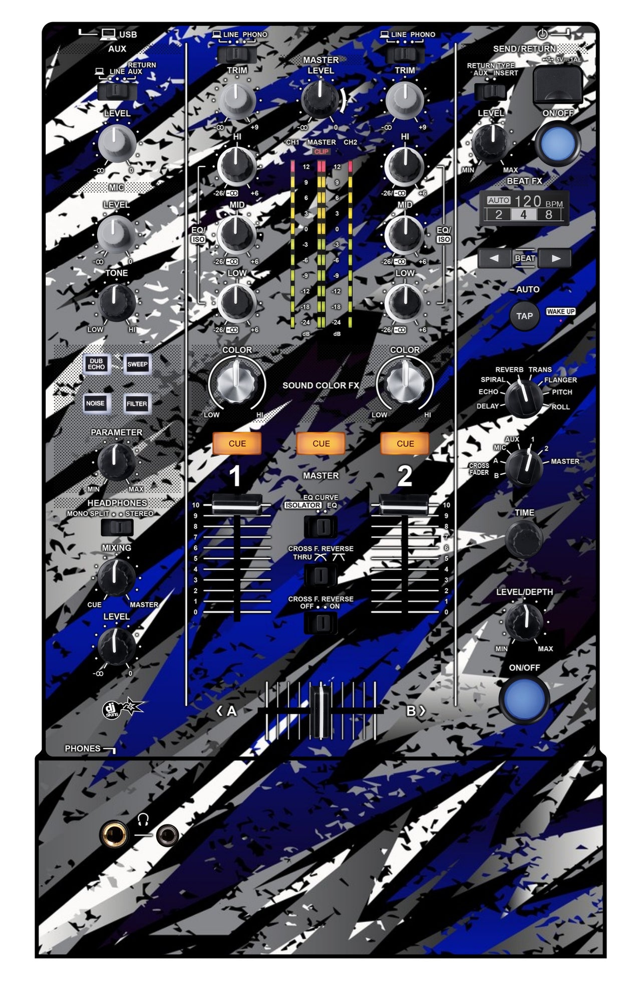 Pioneer DJ DJM 450 Skin Sparkasm Blue