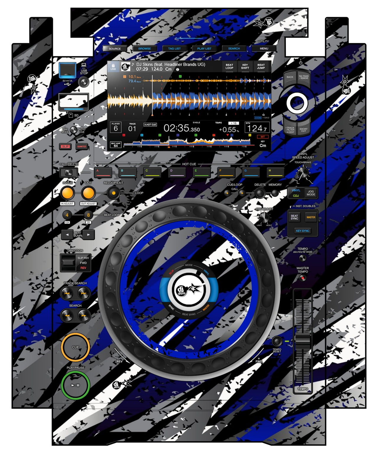 Pioneer DJ CDJ 3000 incl. SIDES Skin Sparkasm Blue