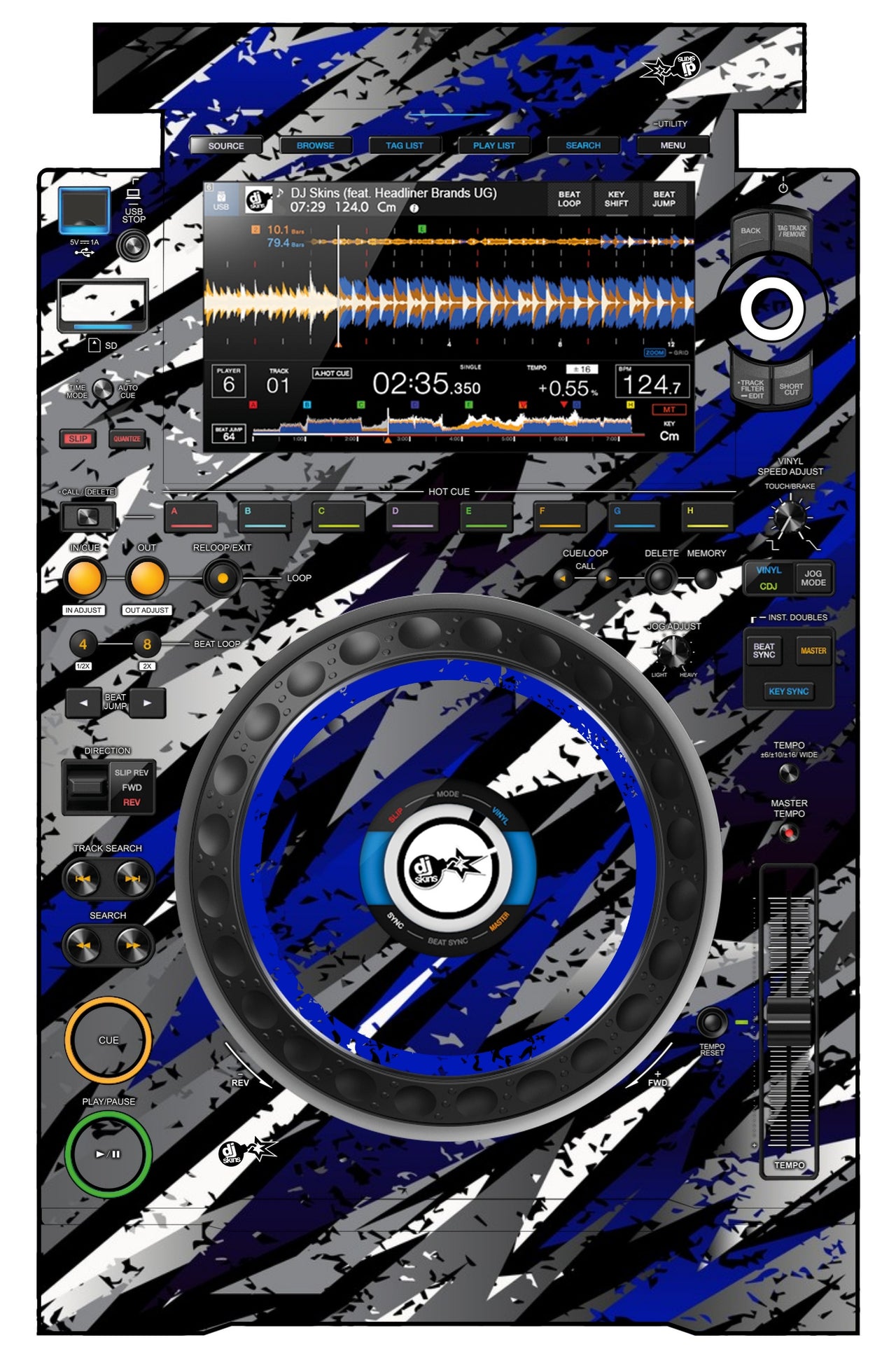 Pioneer DJ CDJ 3000 Skin Sparkasm Blue