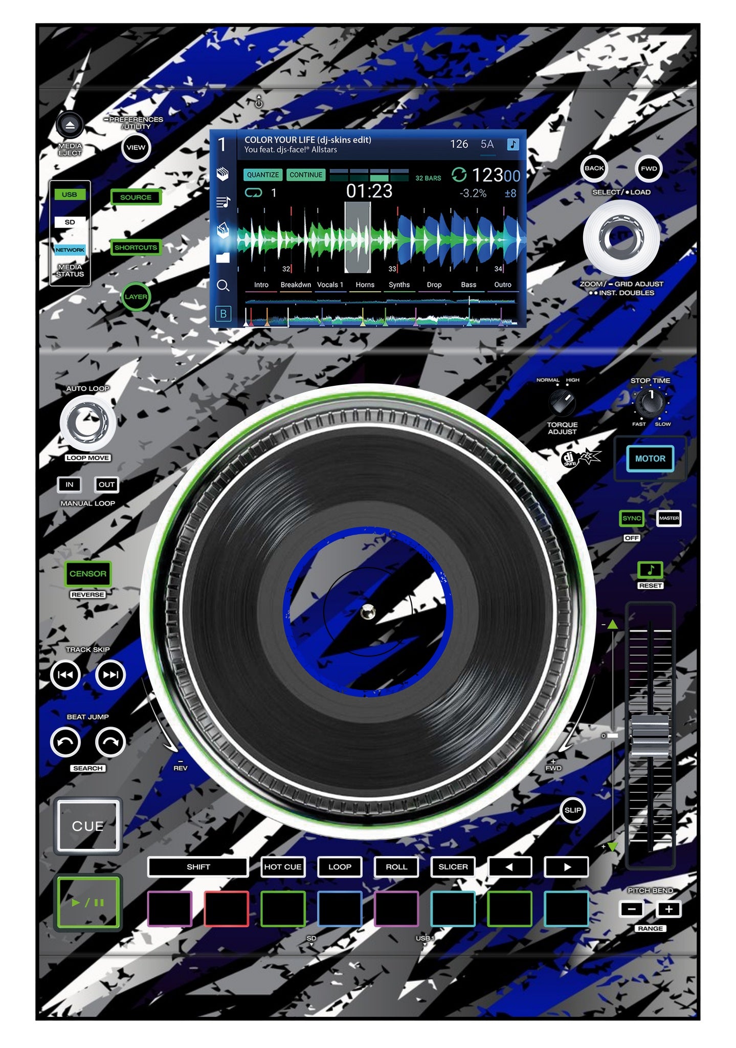 Denon DJ SC 5000 M Skin Sparkasm Blue