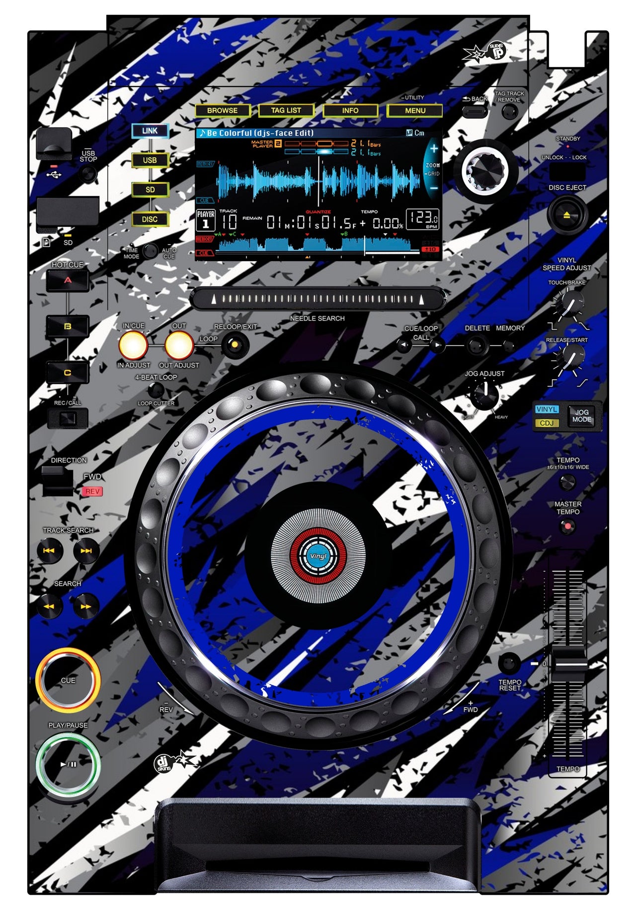 Pioneer DJ CDJ 2000 Skin Sparkasm Blue