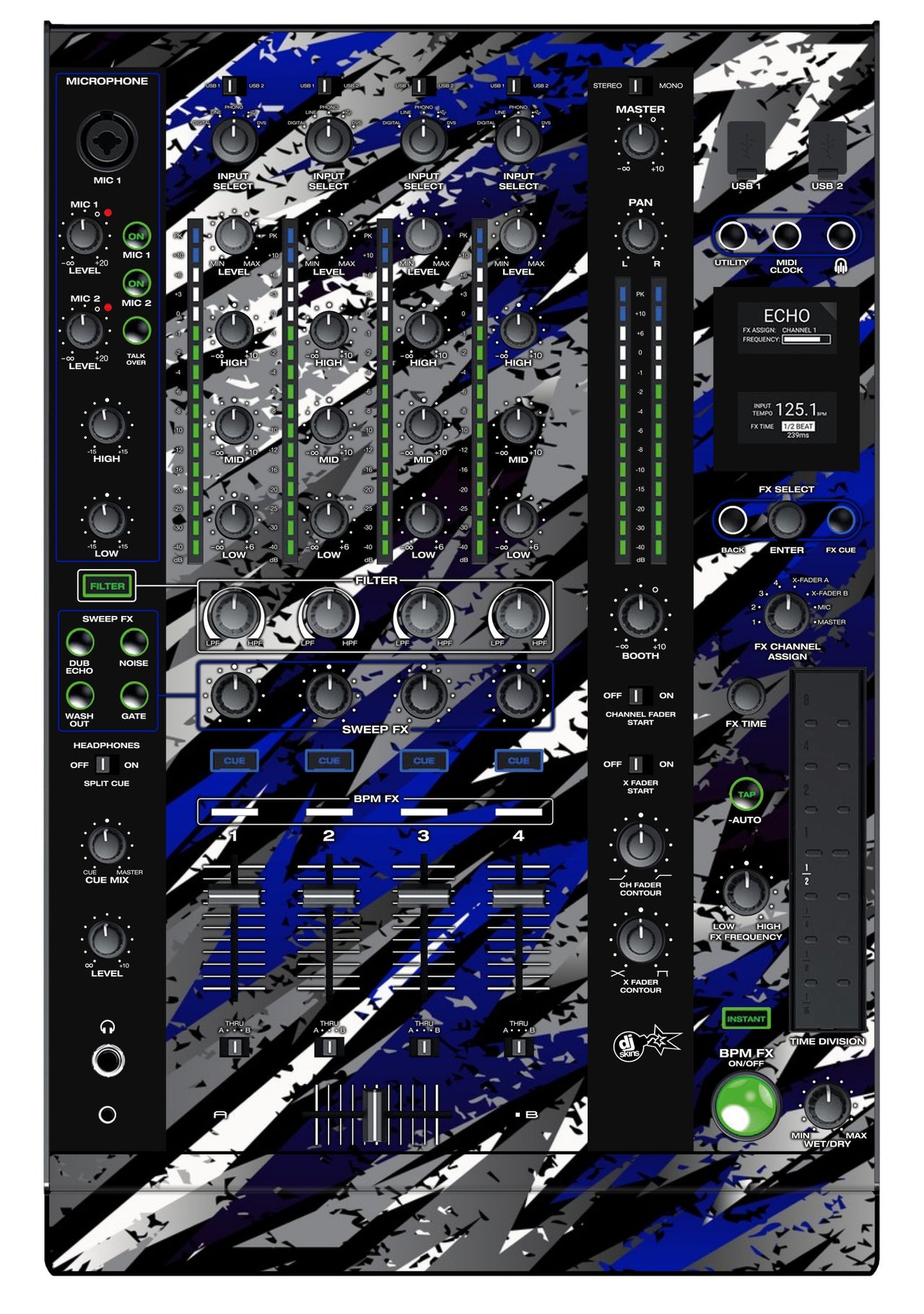 Denon DJ X 1800 Skin Sparkasm Blue