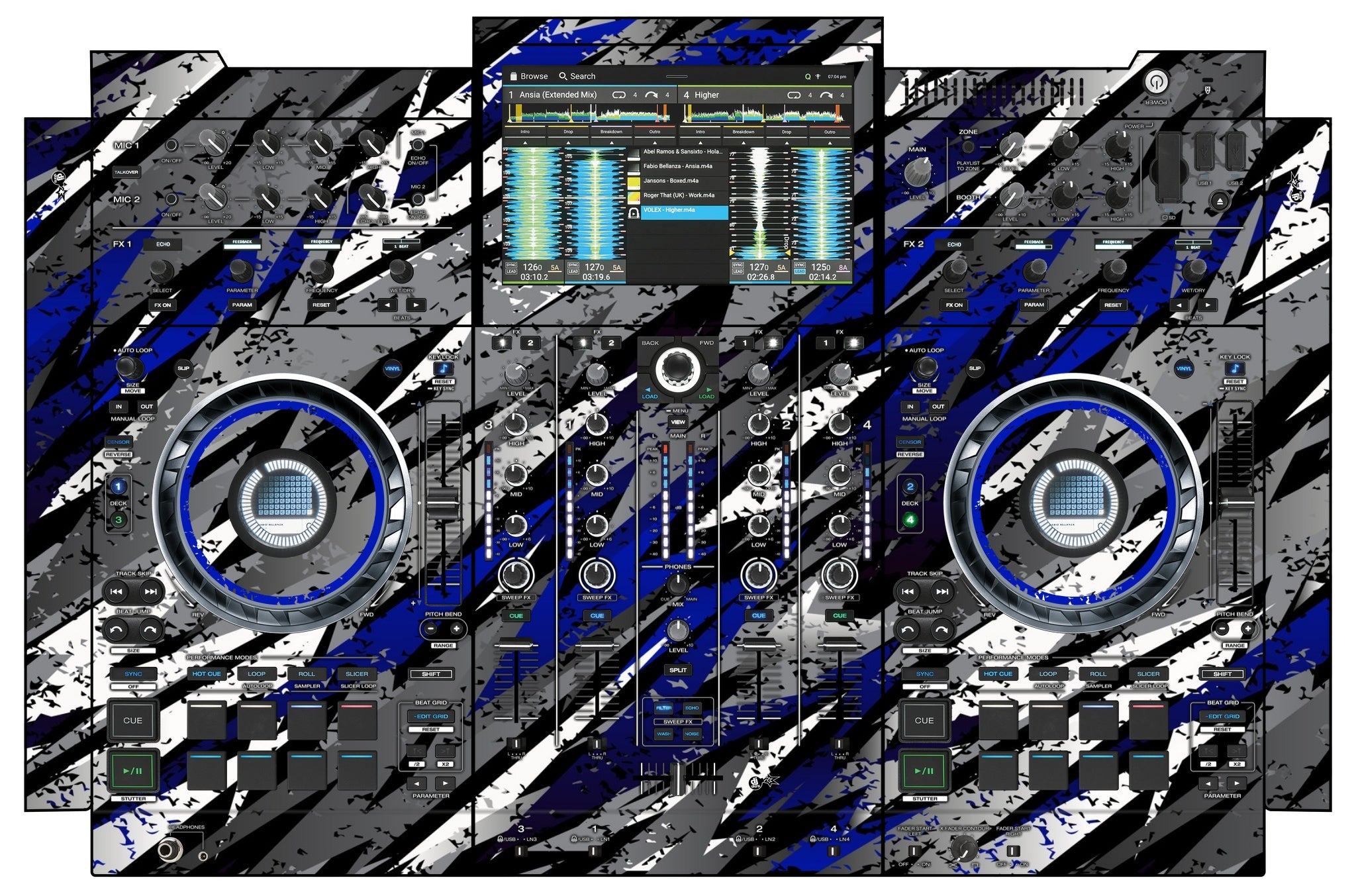 Denon DJ PRIME 4+ Skin Sparkasm Blue