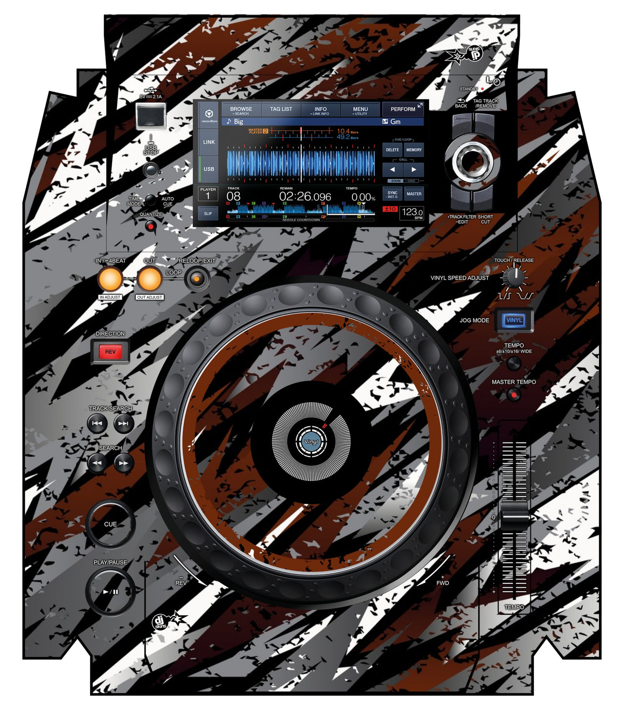 Pioneer DJ XDJ 1000 MK2 Skin Sparkasm Brown