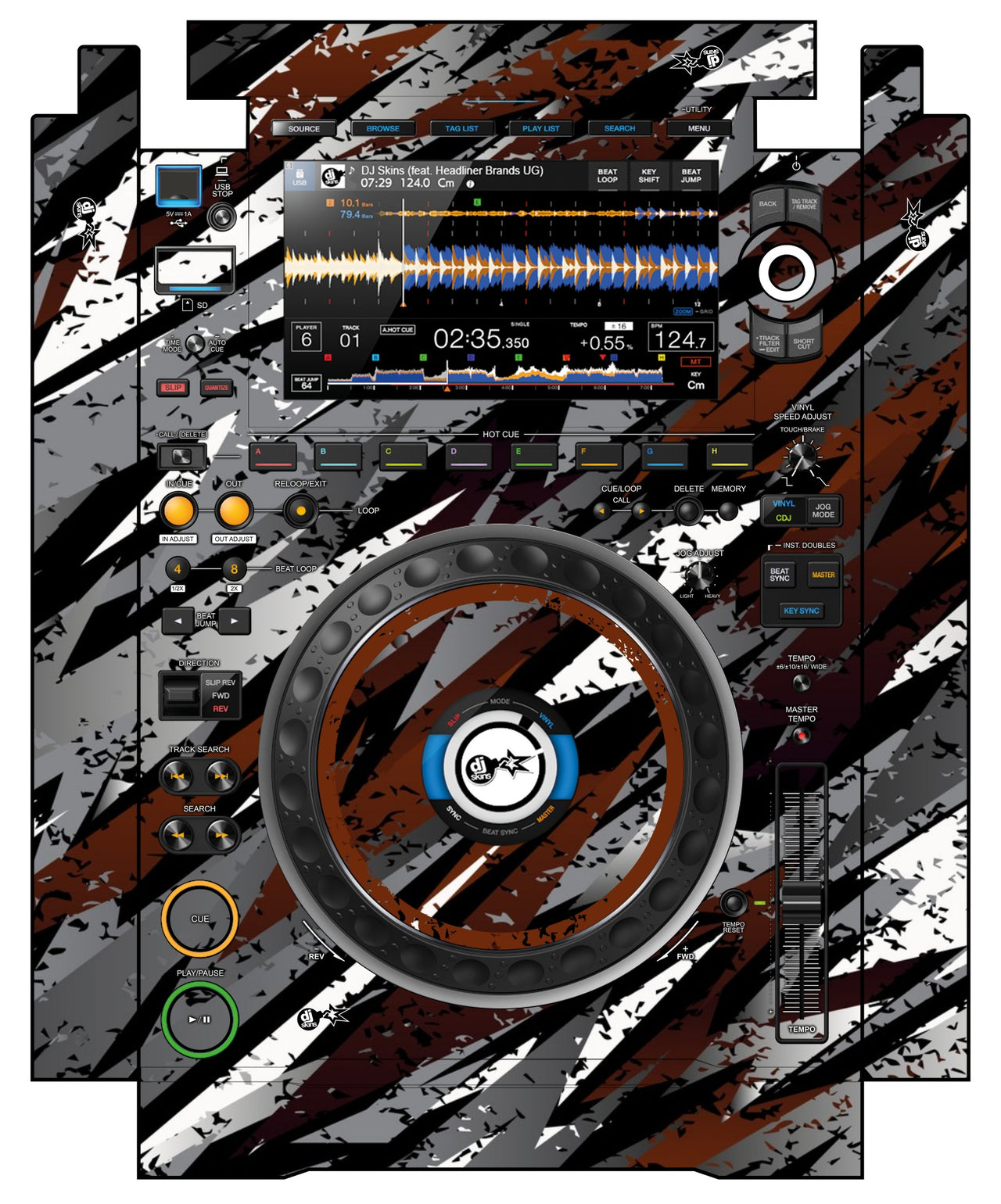 Pioneer DJ CDJ 3000 incl. SIDES Skin Sparkasm Brown