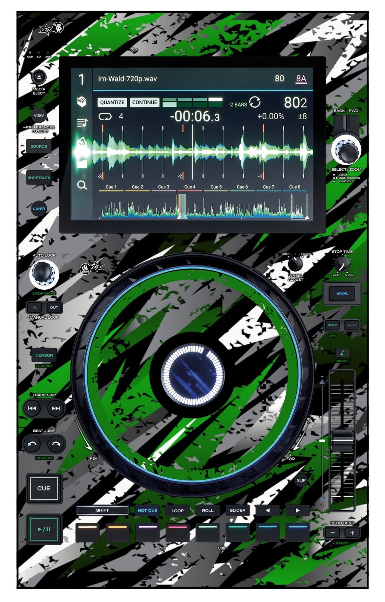 Denon DJ SC 6000 Skin Sparkasm Green