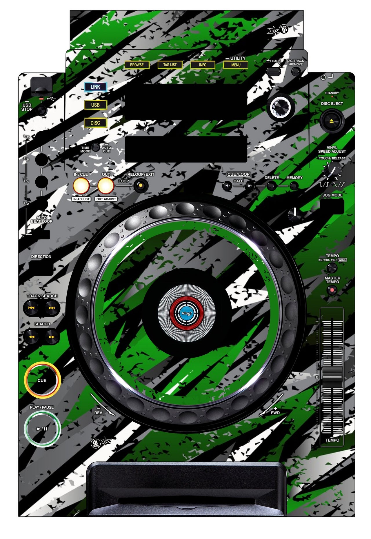 Pioneer DJ CDJ 900 Skin Sparkasm Green