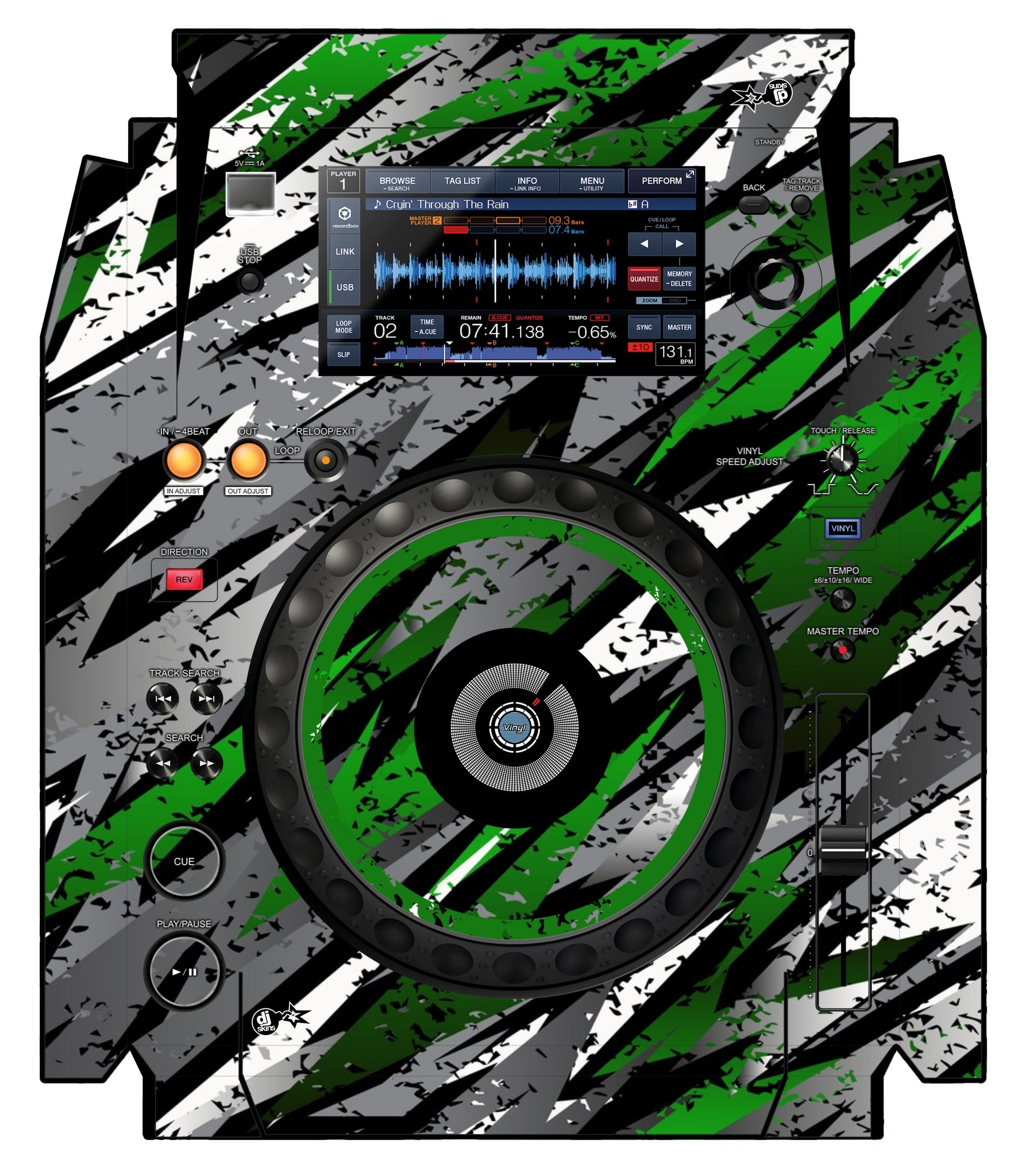 Pioneer DJ XDJ 1000 Skin Sparkasm Green