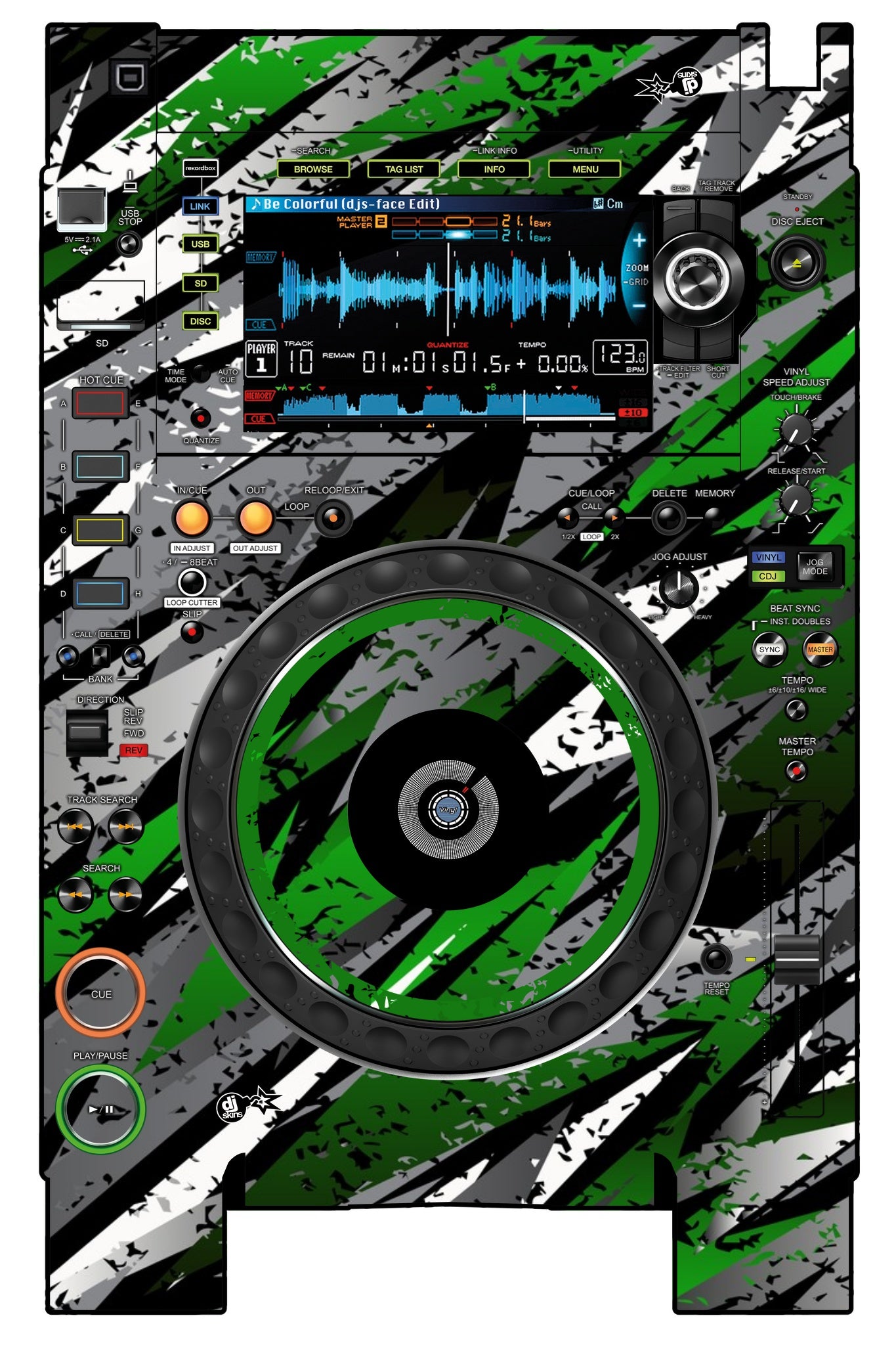 Pioneer DJ CDJ 2000 NEXUS 2 Skin Sparkasm Green