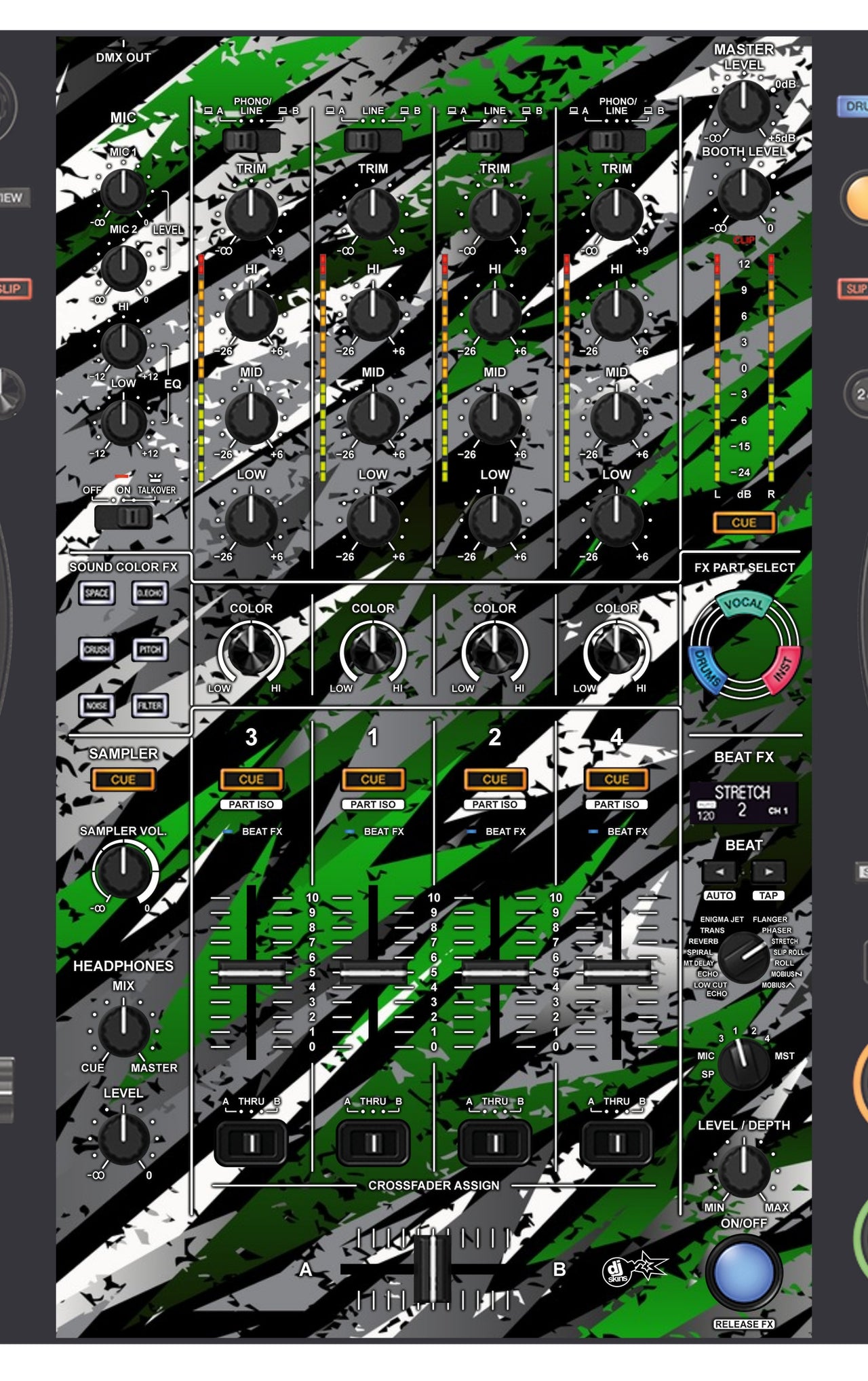 Pioneer DJ DDJ FLX10 MIXER Skin Sparkasm Green