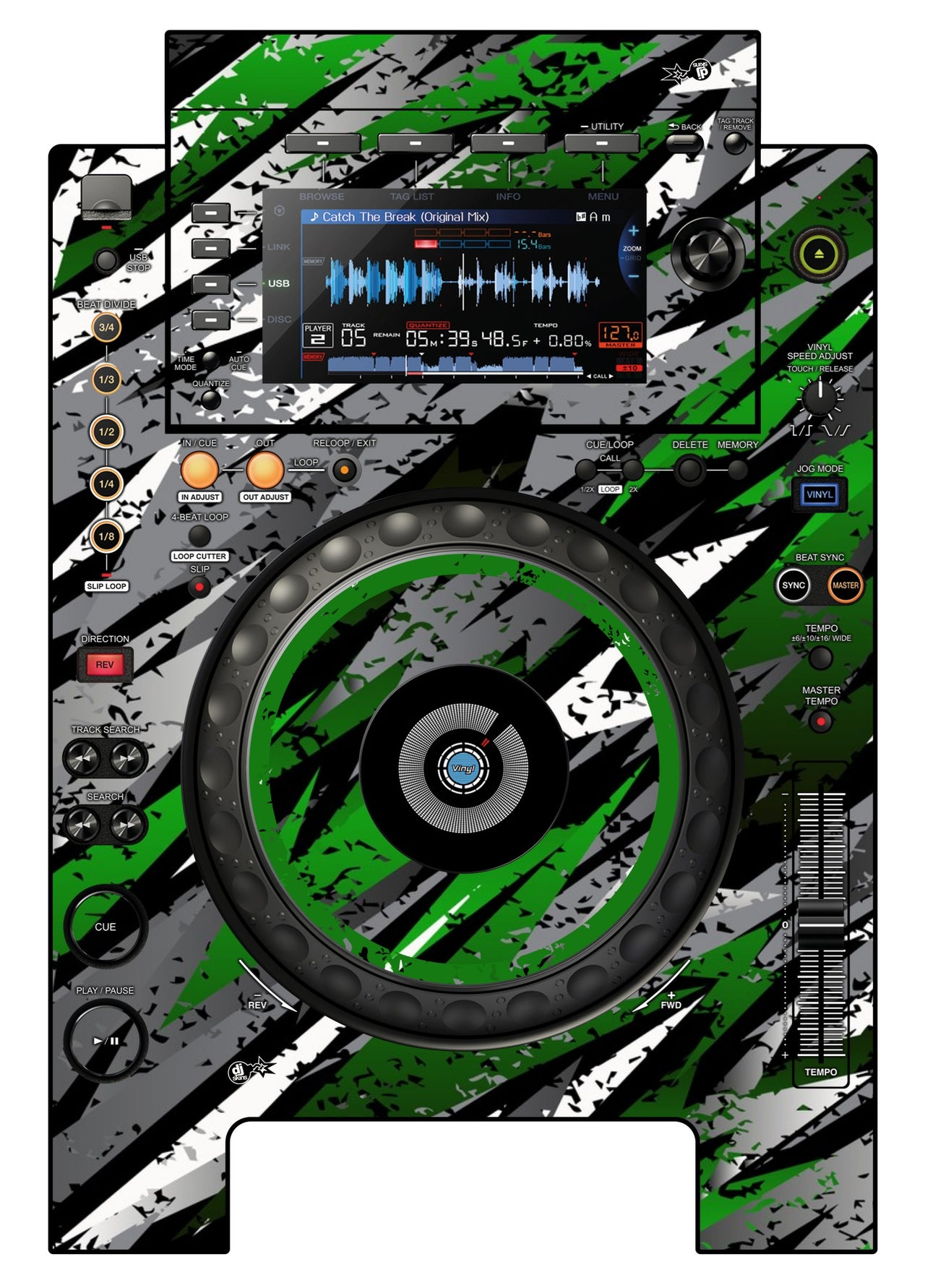 Pioneer DJ CDJ 900 NEXUS Skin Sparkasm Green