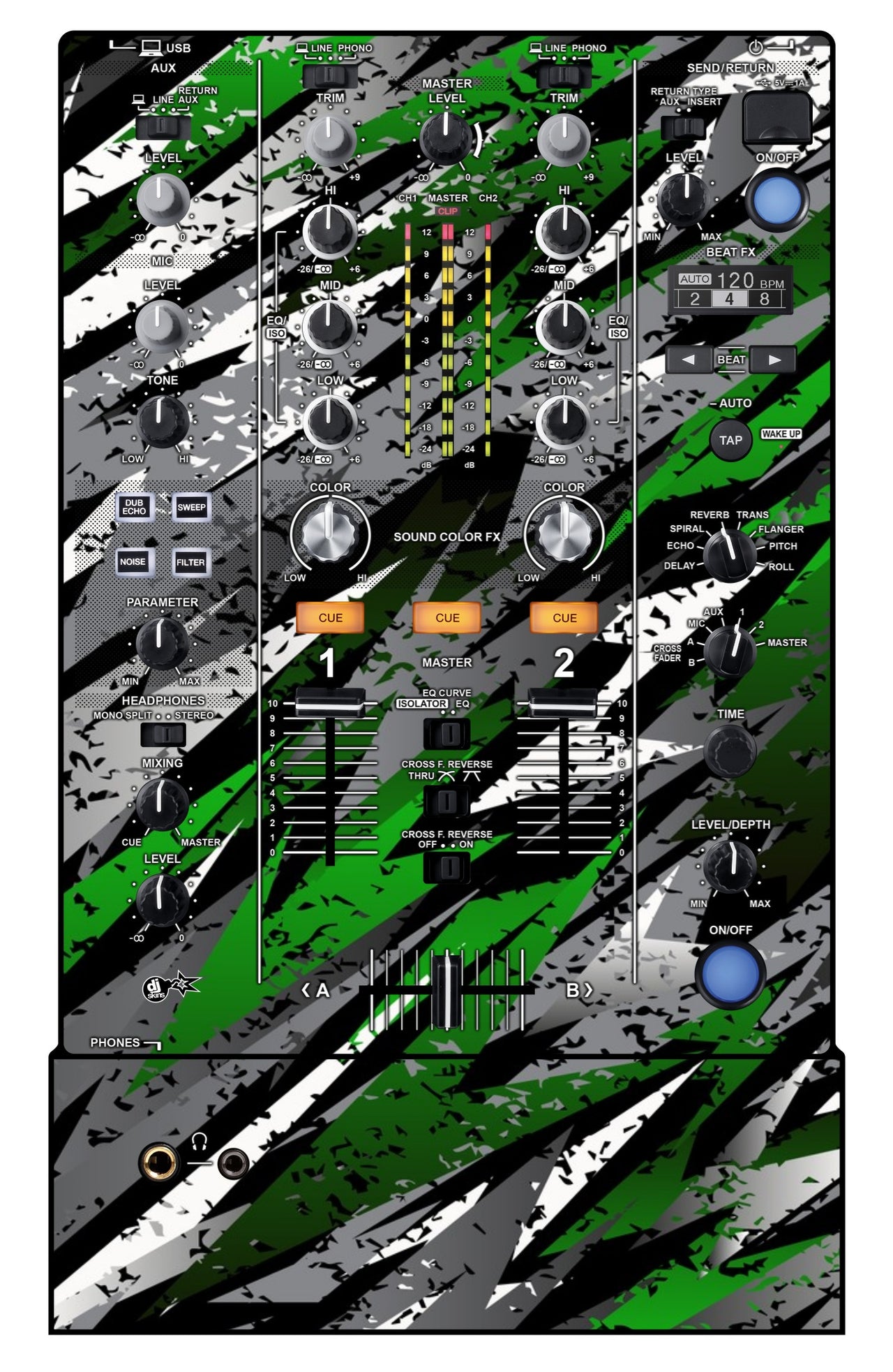 Pioneer DJ DJM 450 Skin Sparkasm Green