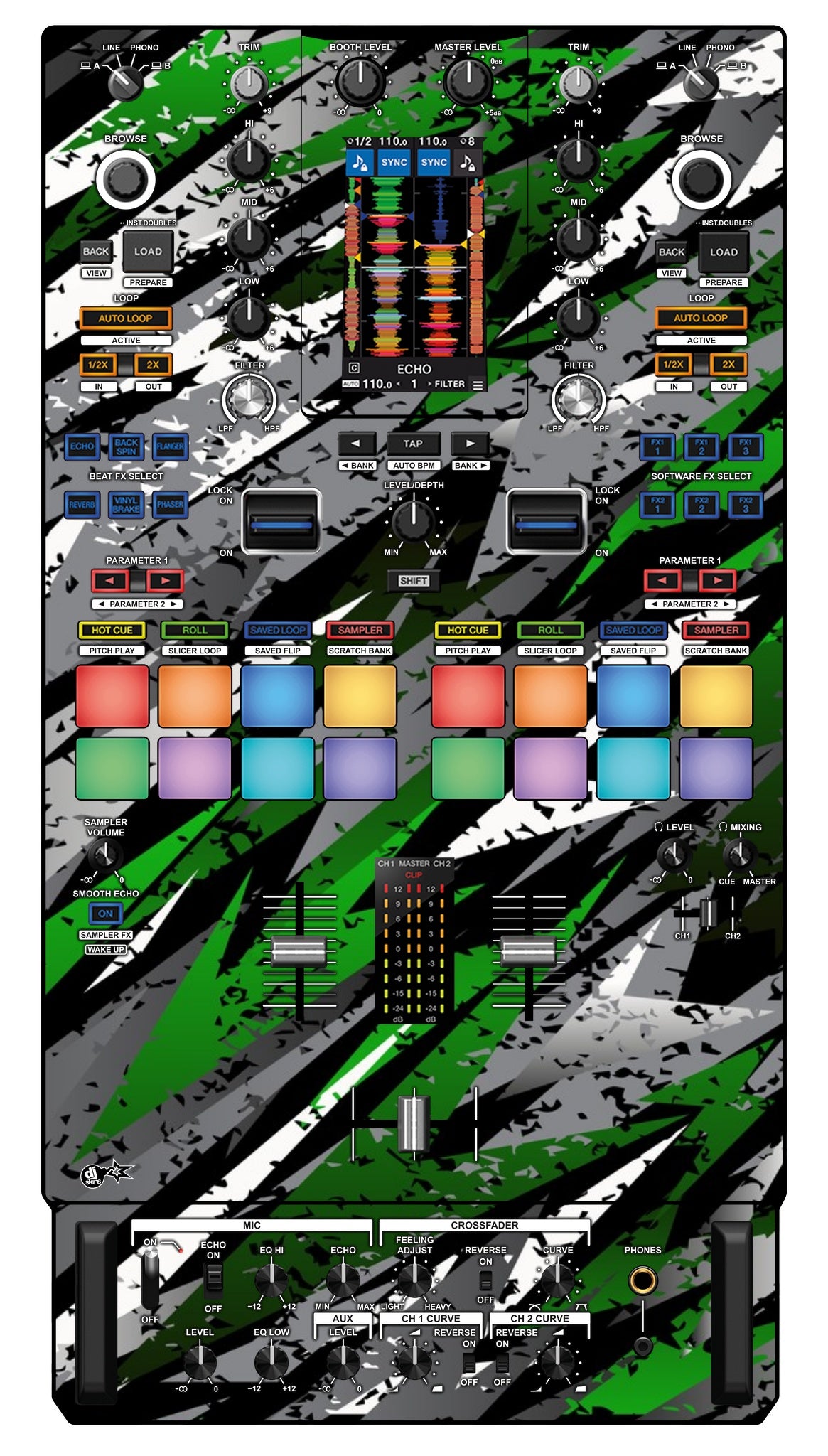 Pioneer DJ DJM S11 Skin Sparkasm Green