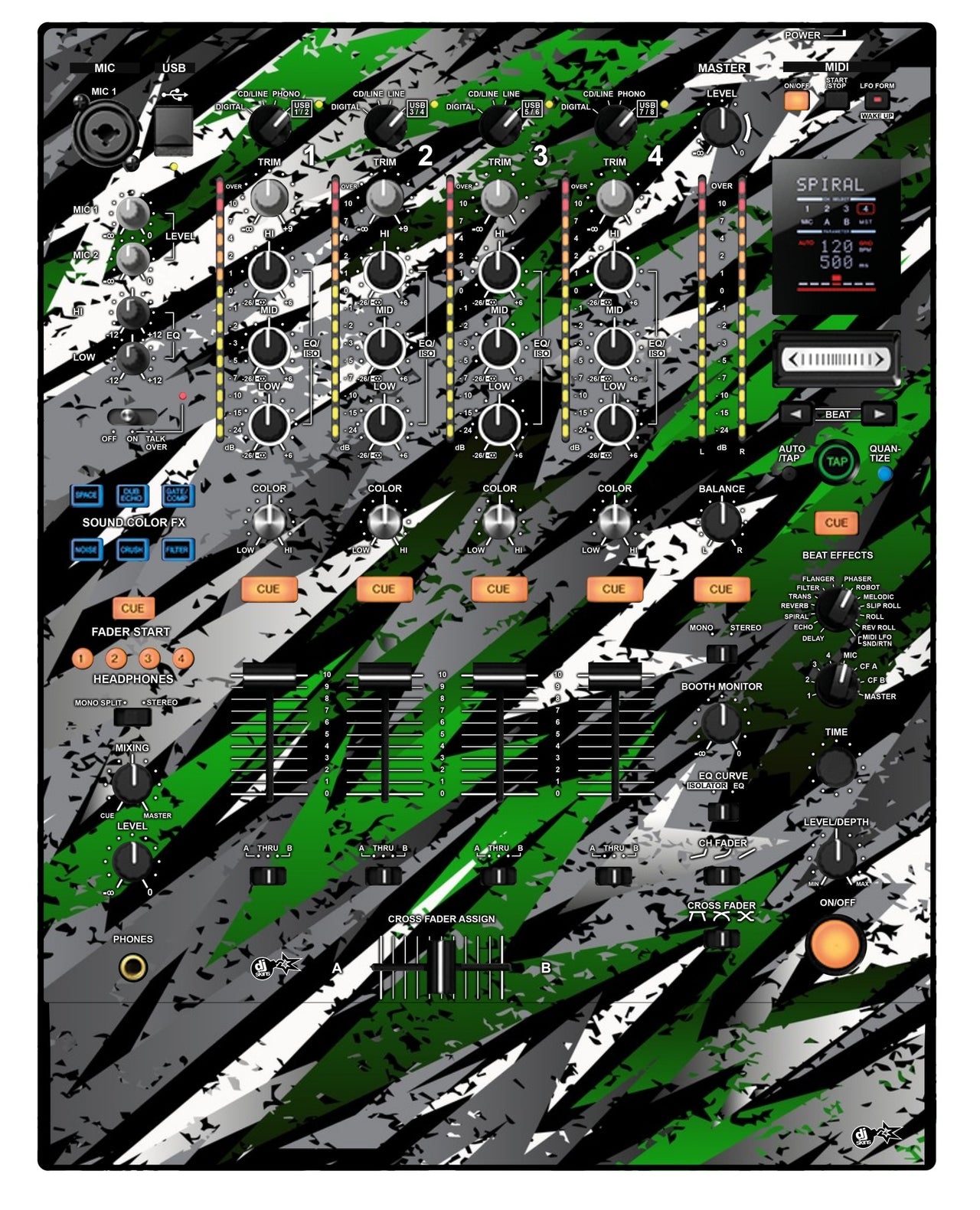 Pioneer DJ DJM 900 NEXUS Skin Sparkasm Green