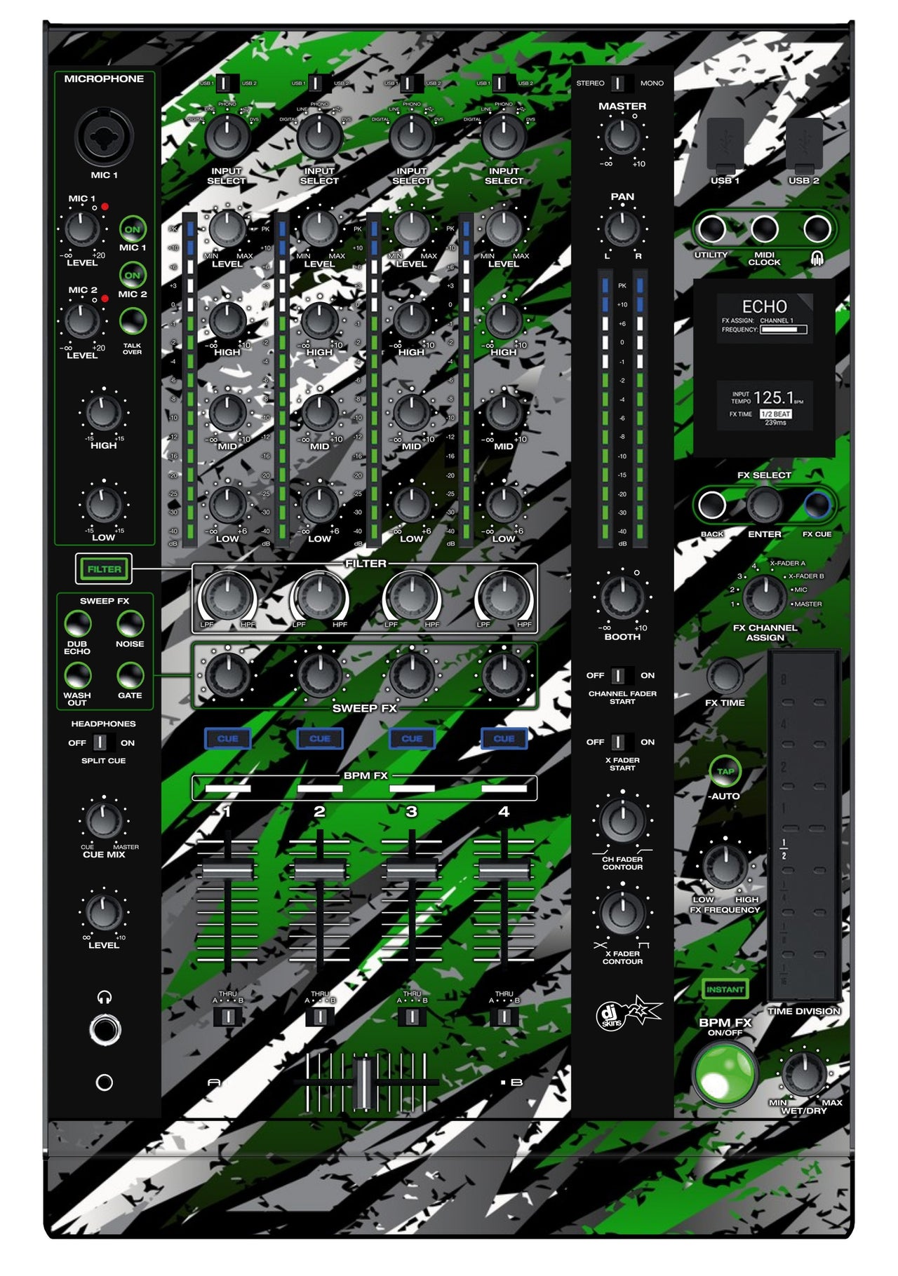 Denon DJ X 1800 Skin Sparkasm Green