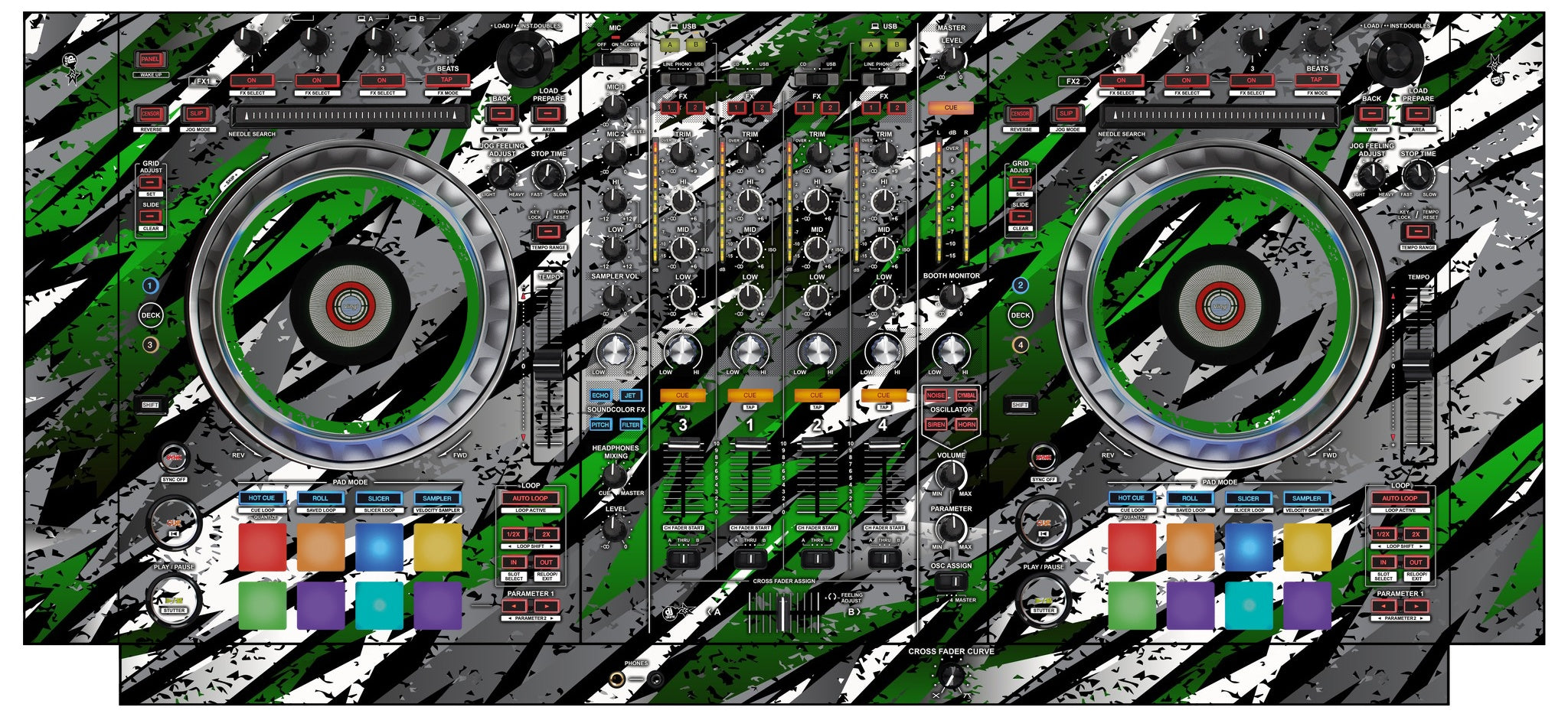 Pioneer DJ DDJ SZ Skin Sparkasm Green