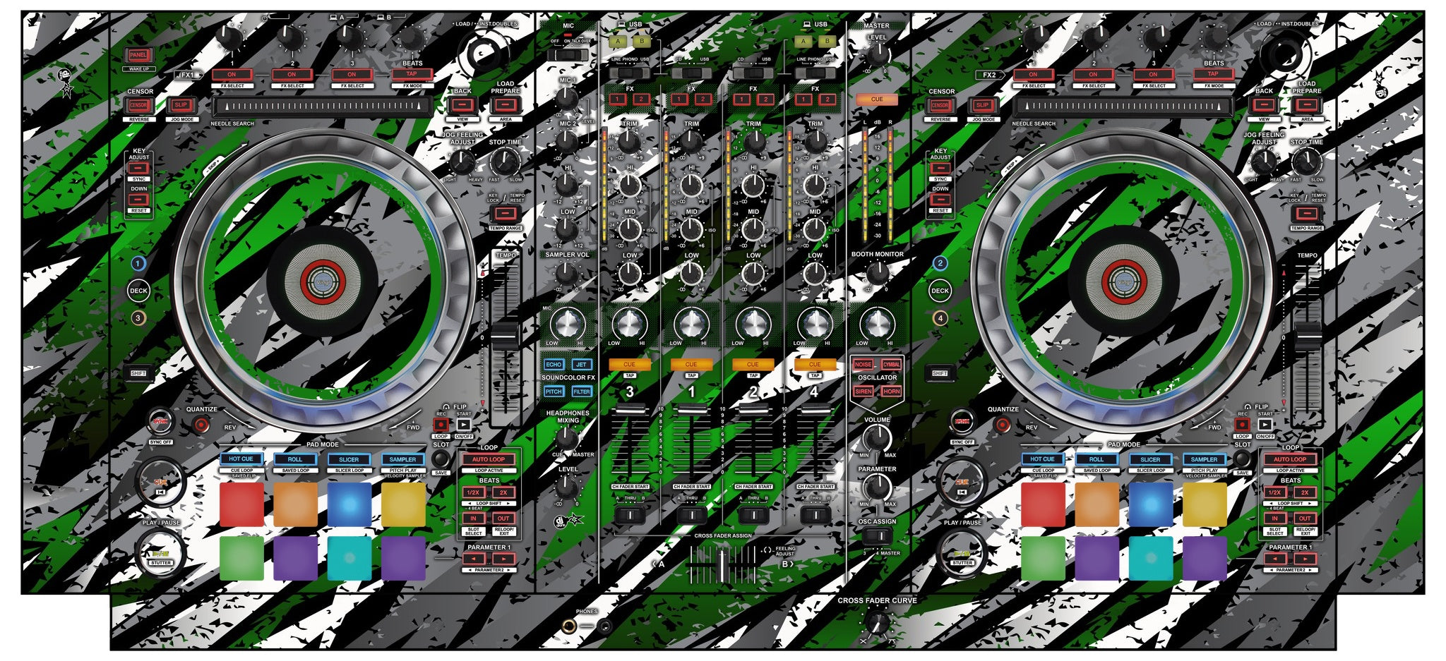 Pioneer DJ DDJ SZ 2 Skin Sparkasm Green