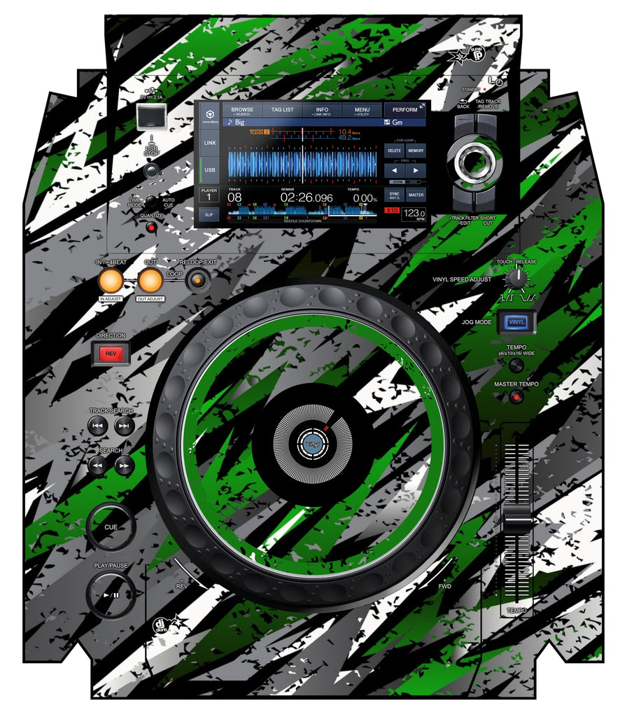 Pioneer DJ XDJ 1000 MK2 Skin Sparkasm Green
