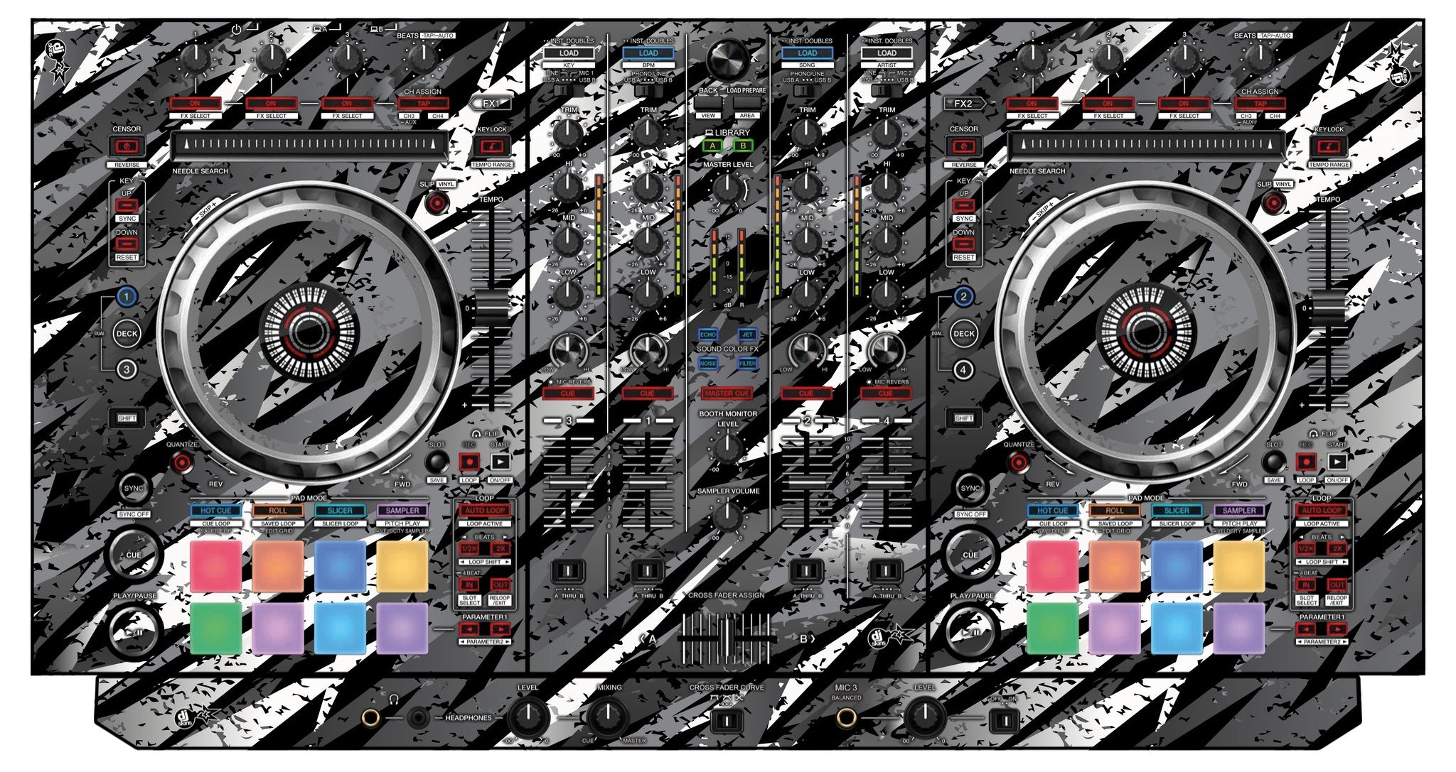 Pioneer DJ DDJ SX 3 Skin Sparkasm Grey