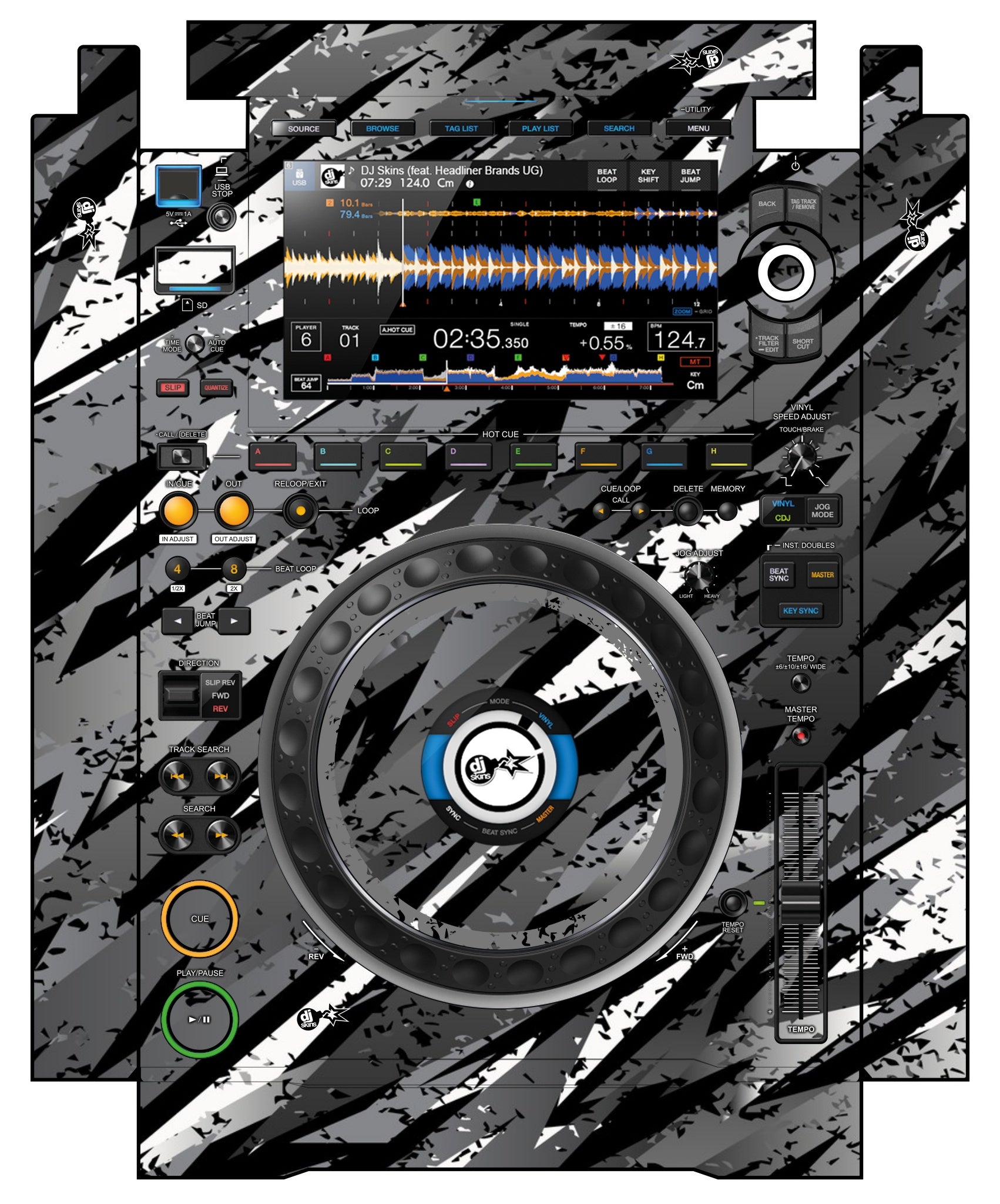 Pioneer DJ CDJ 3000 incl. SIDES Skin Sparkasm Grey