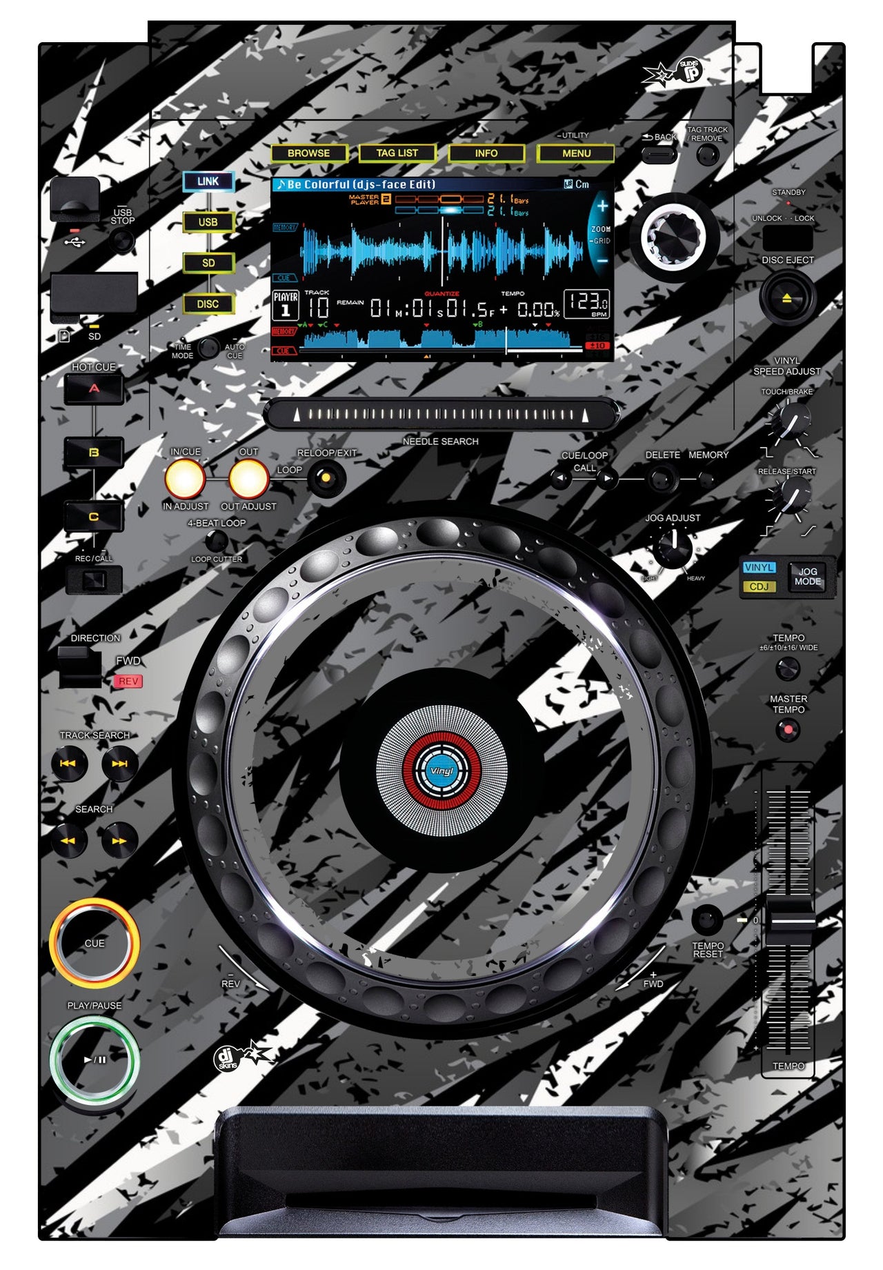 Pioneer DJ CDJ 2000 Skin Sparkasm Grey