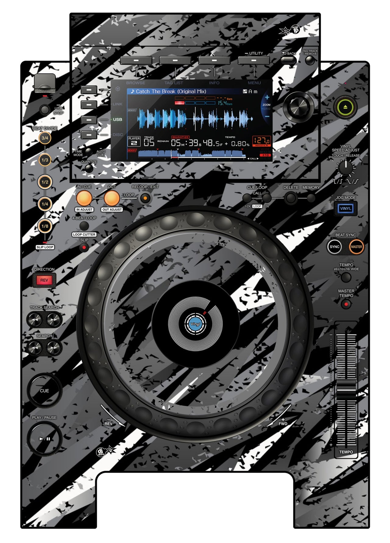 Pioneer DJ CDJ 900 NEXUS Skin Sparkasm Grey