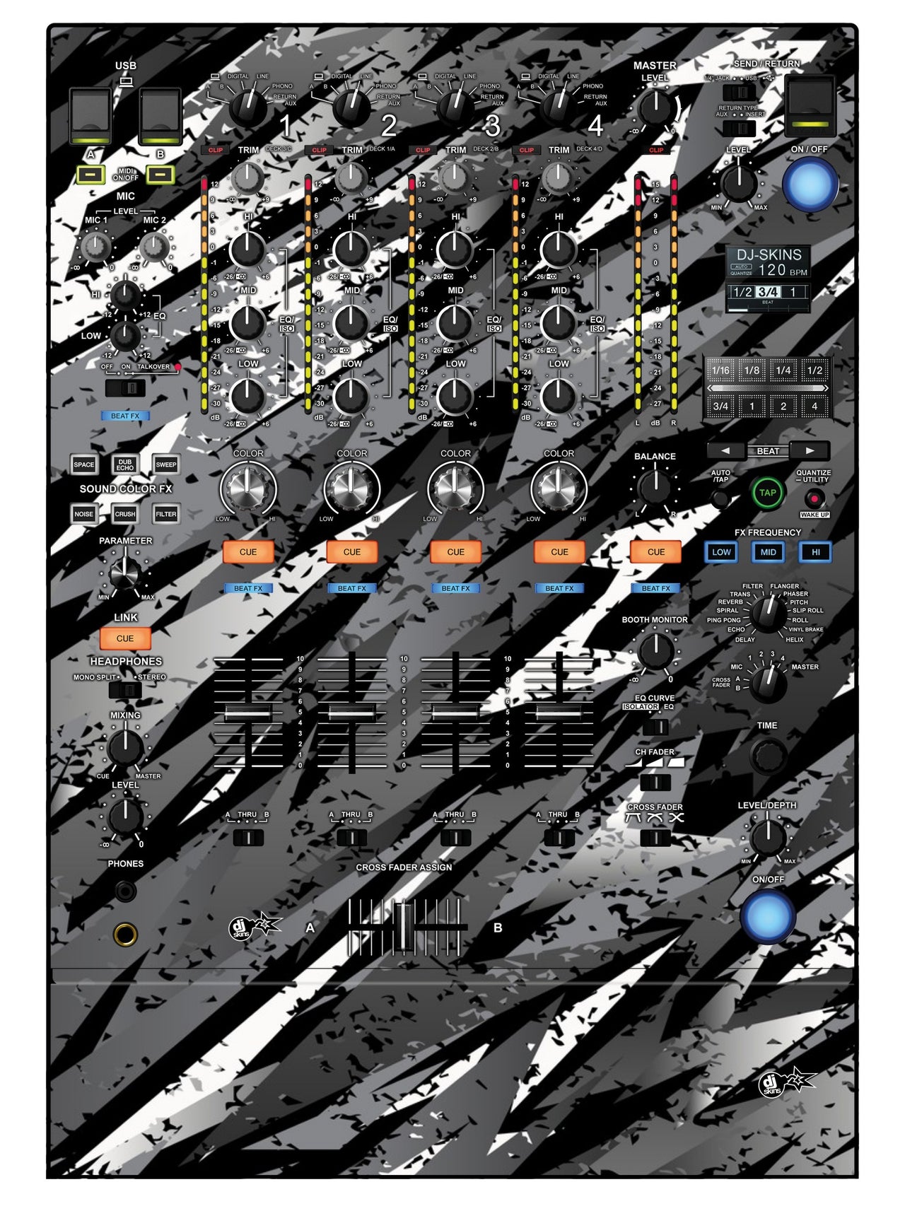 Pioneer DJ DJM 900 NEXUS 2 Skin Sparkasm Grey