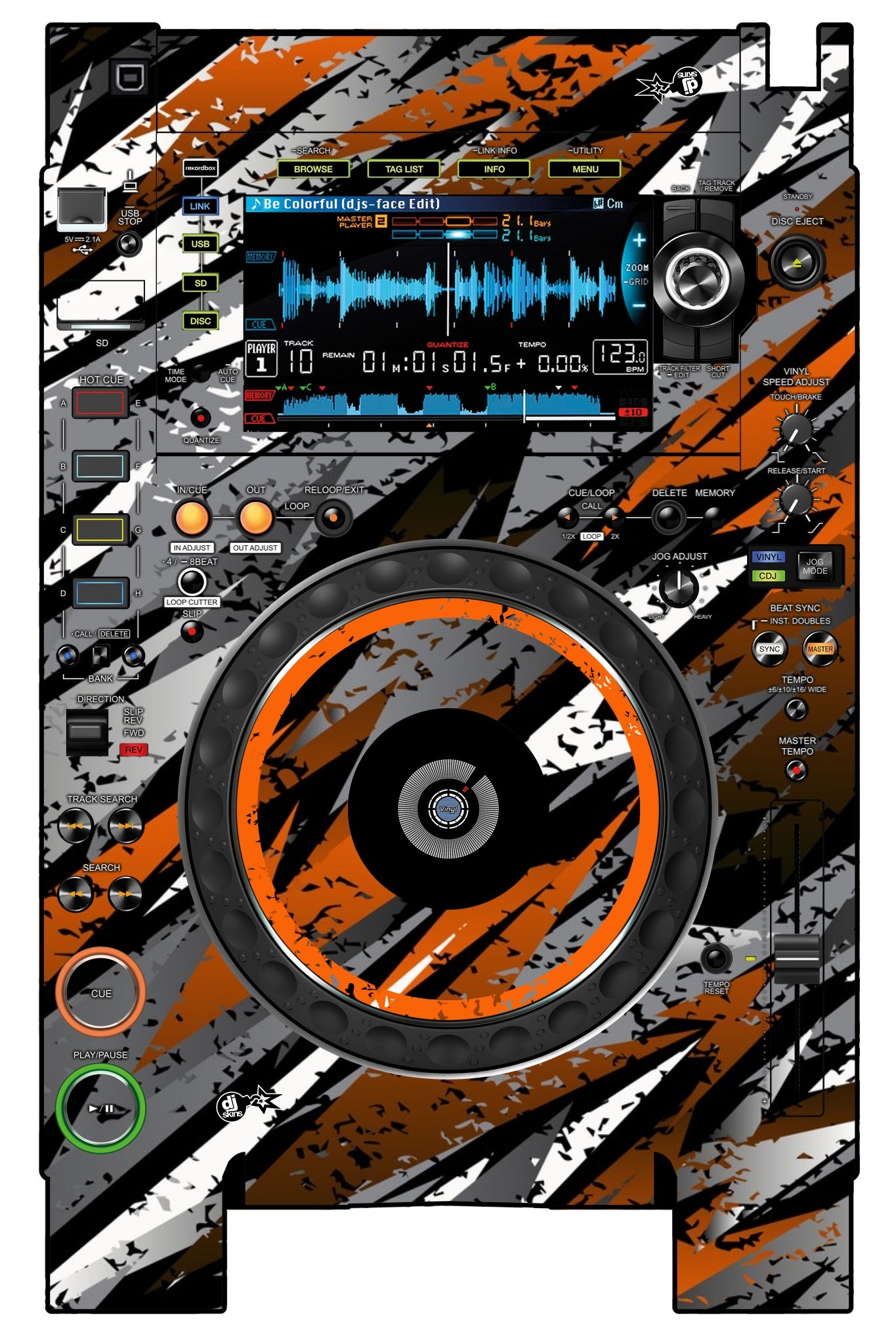 Pioneer DJ CDJ 2000 NEXUS 2 Skin Sparkasm Orange