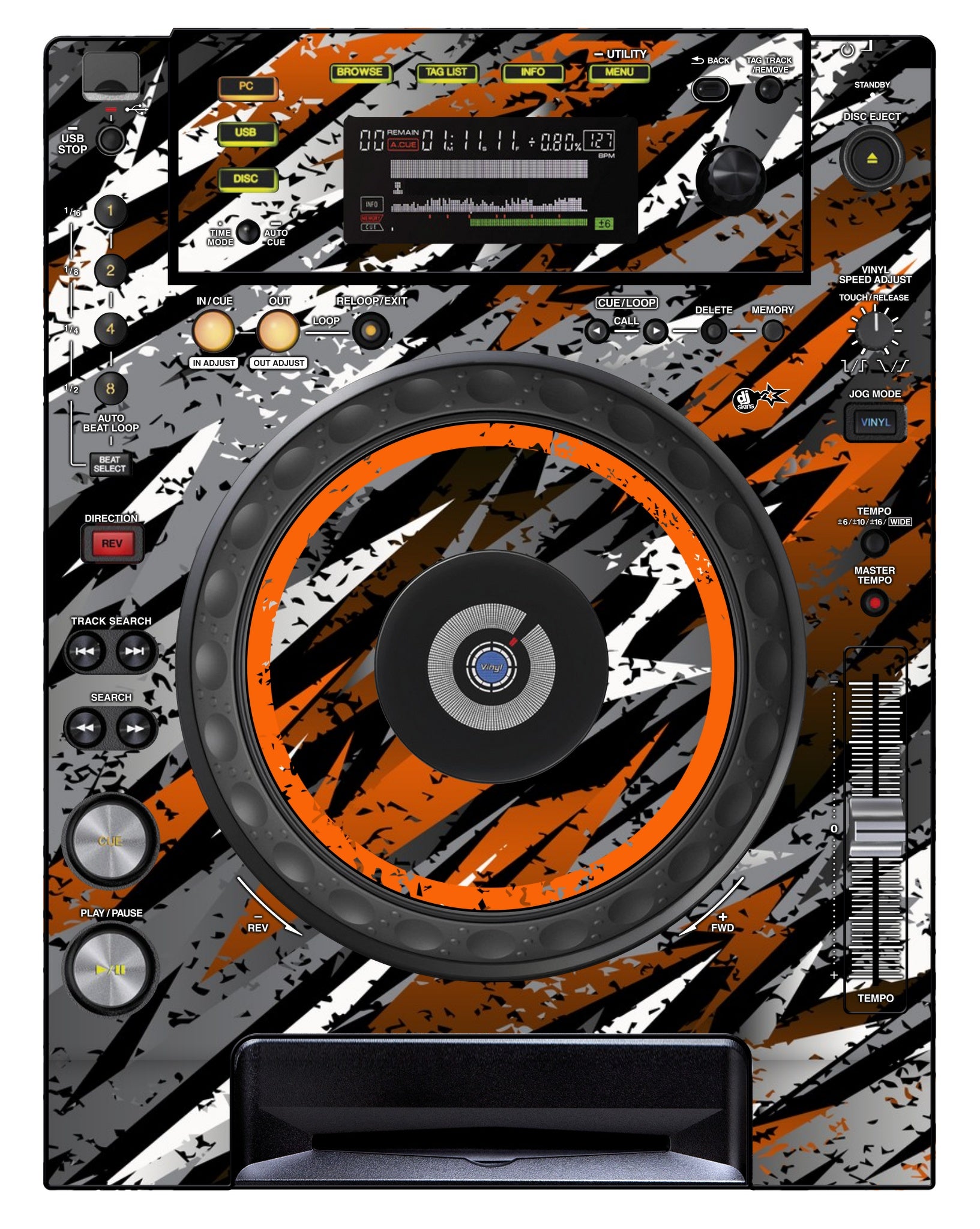 Pioneer DJ CDJ 850 Skin Sparkasm Orange