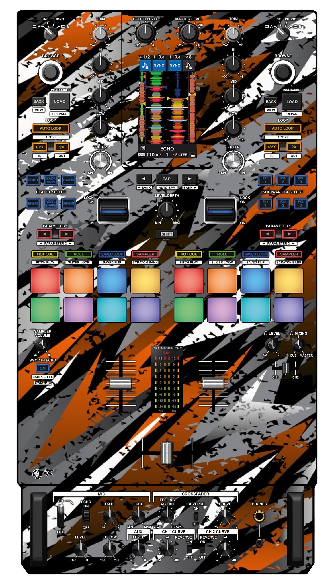 Pioneer DJ DJM S11 Skin Sparkasm Orange