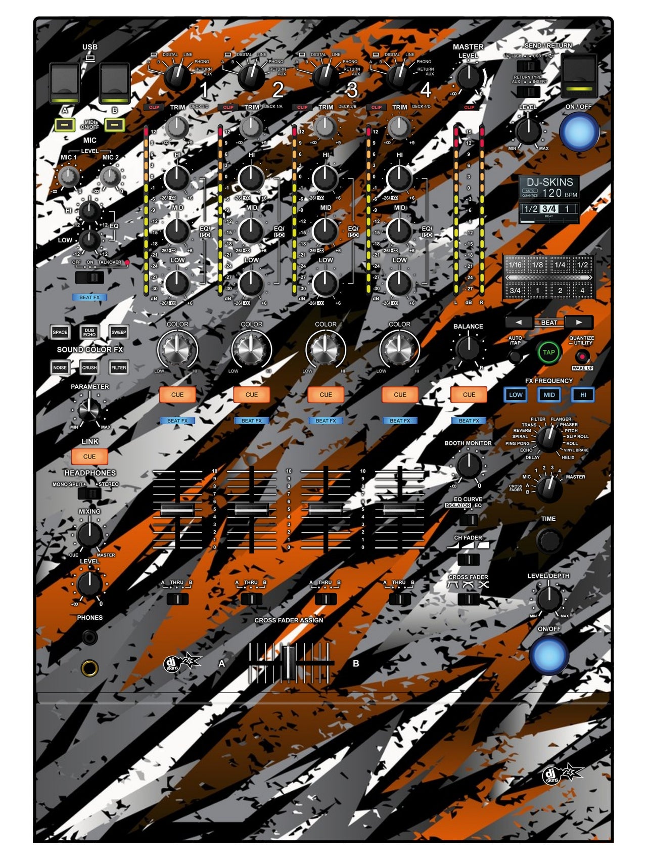 Pioneer DJ DJM 900 NEXUS 2 Skin Sparkasm Orange