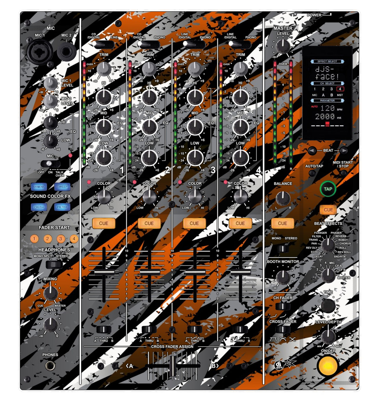 Pioneer DJ DJM 800 Skin Sparkasm Orange