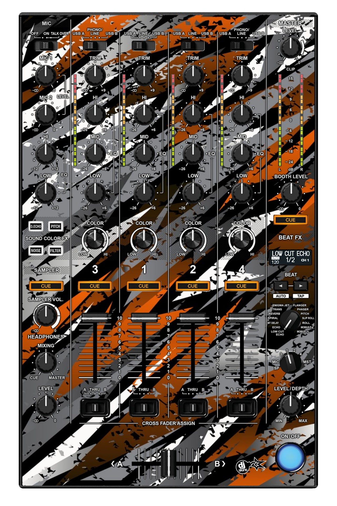 Pioneer DJ DDJ 1000 SRT MIXER Skin Sparkasm Orange