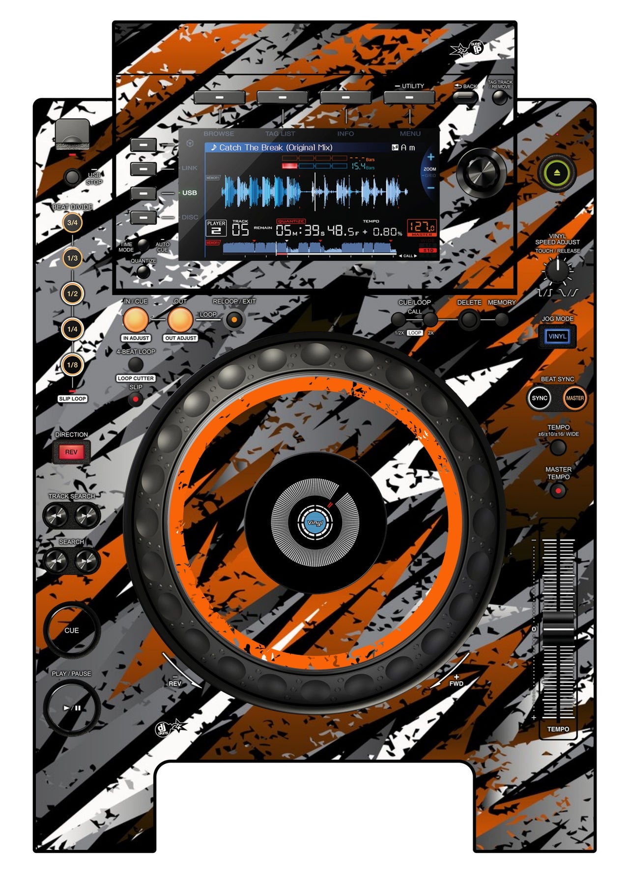 Pioneer DJ CDJ 900 NEXUS Skin Sparkasm Orange