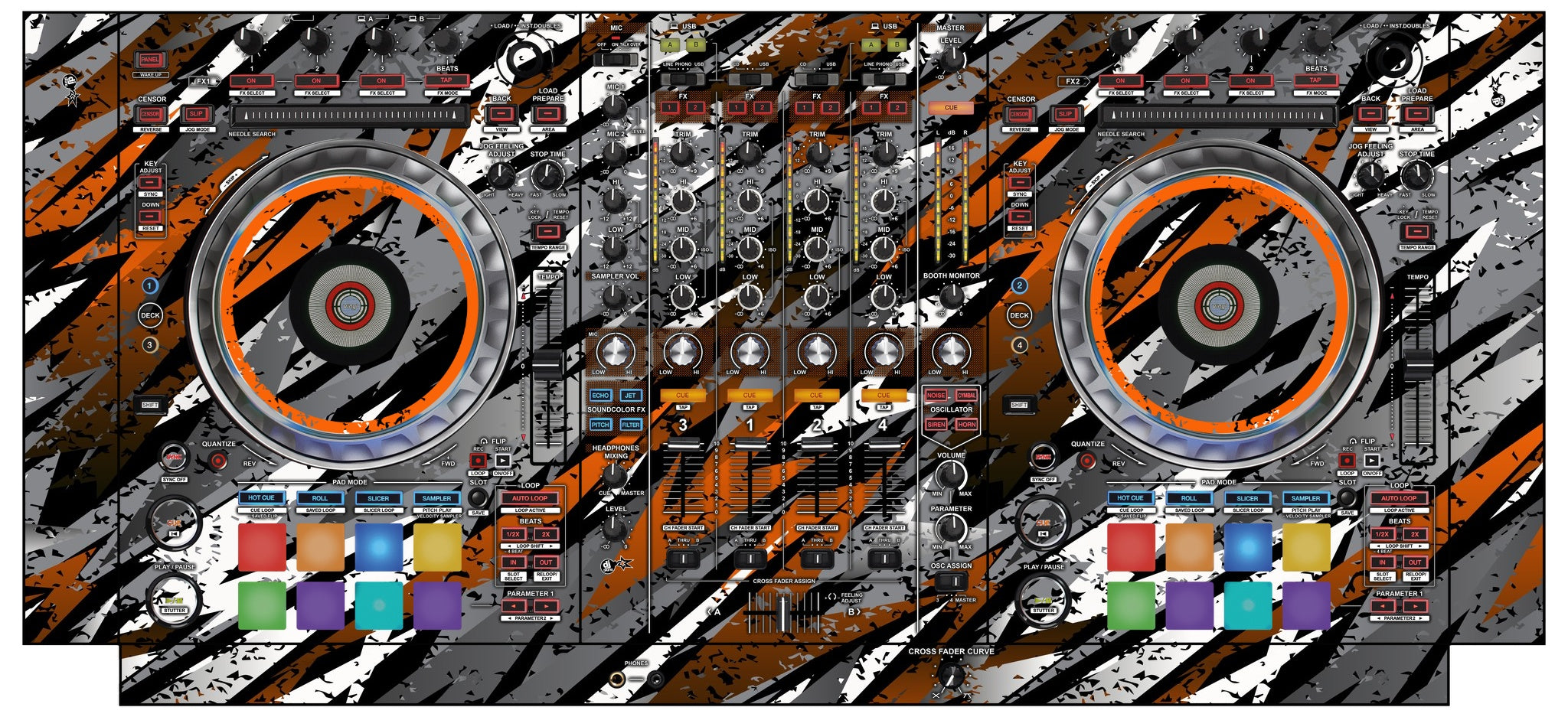 Pioneer DJ DDJ SZ 2 Skin Sparkasm Orange