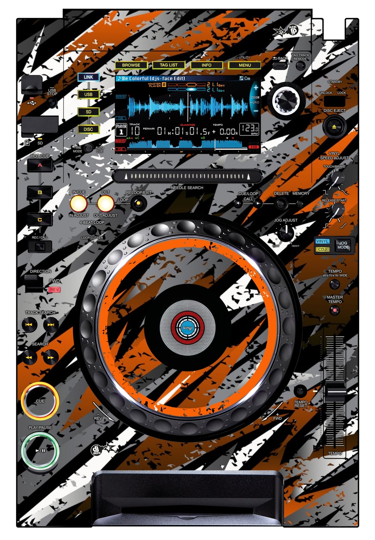 Pioneer DJ CDJ 2000 Skin Sparkasm Orange