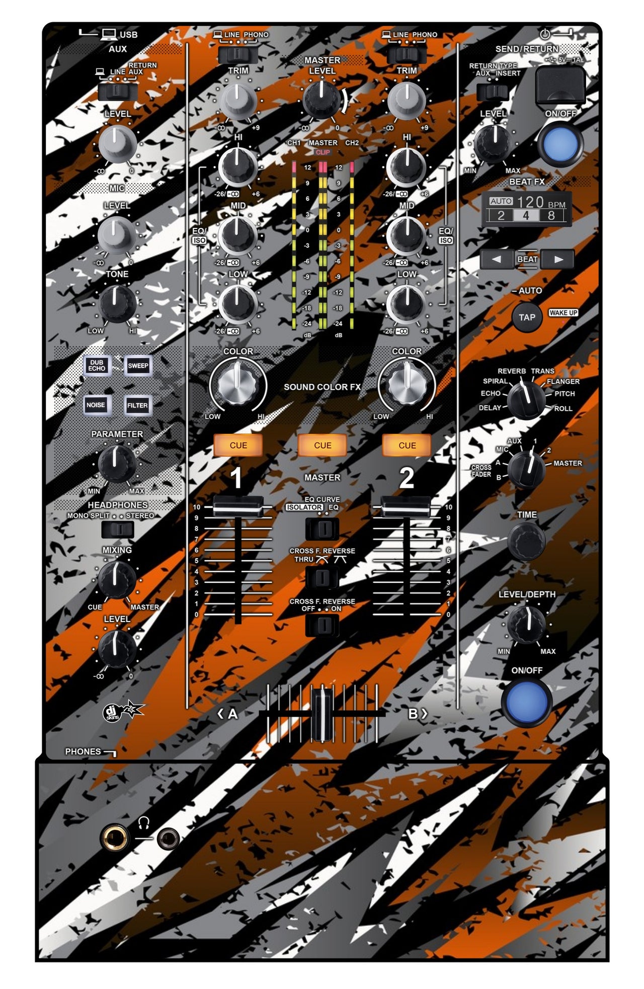 Pioneer DJ DJM 450 Skin Sparkasm Orange