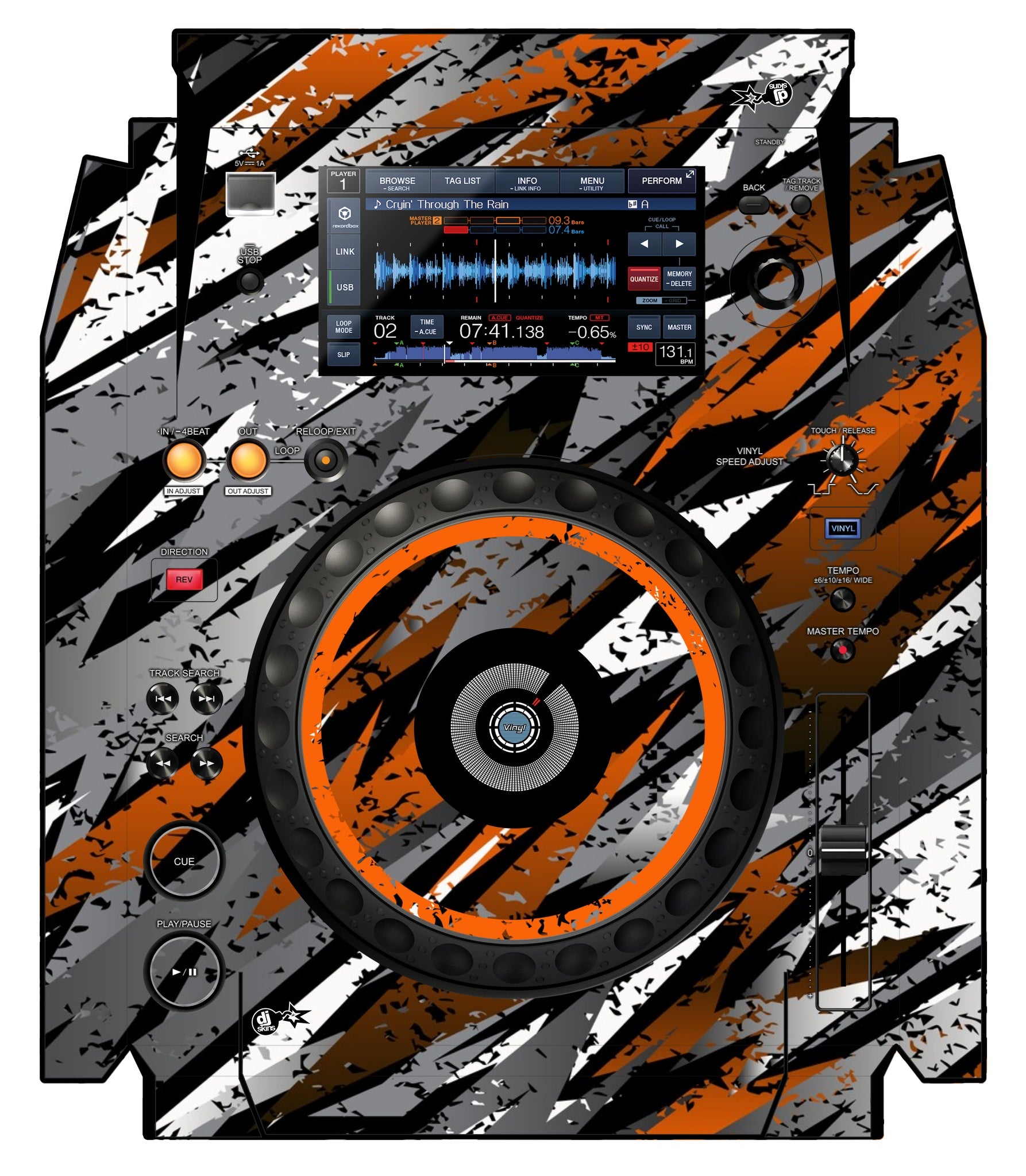 Pioneer DJ XDJ 1000 Skin Sparkasm Orange