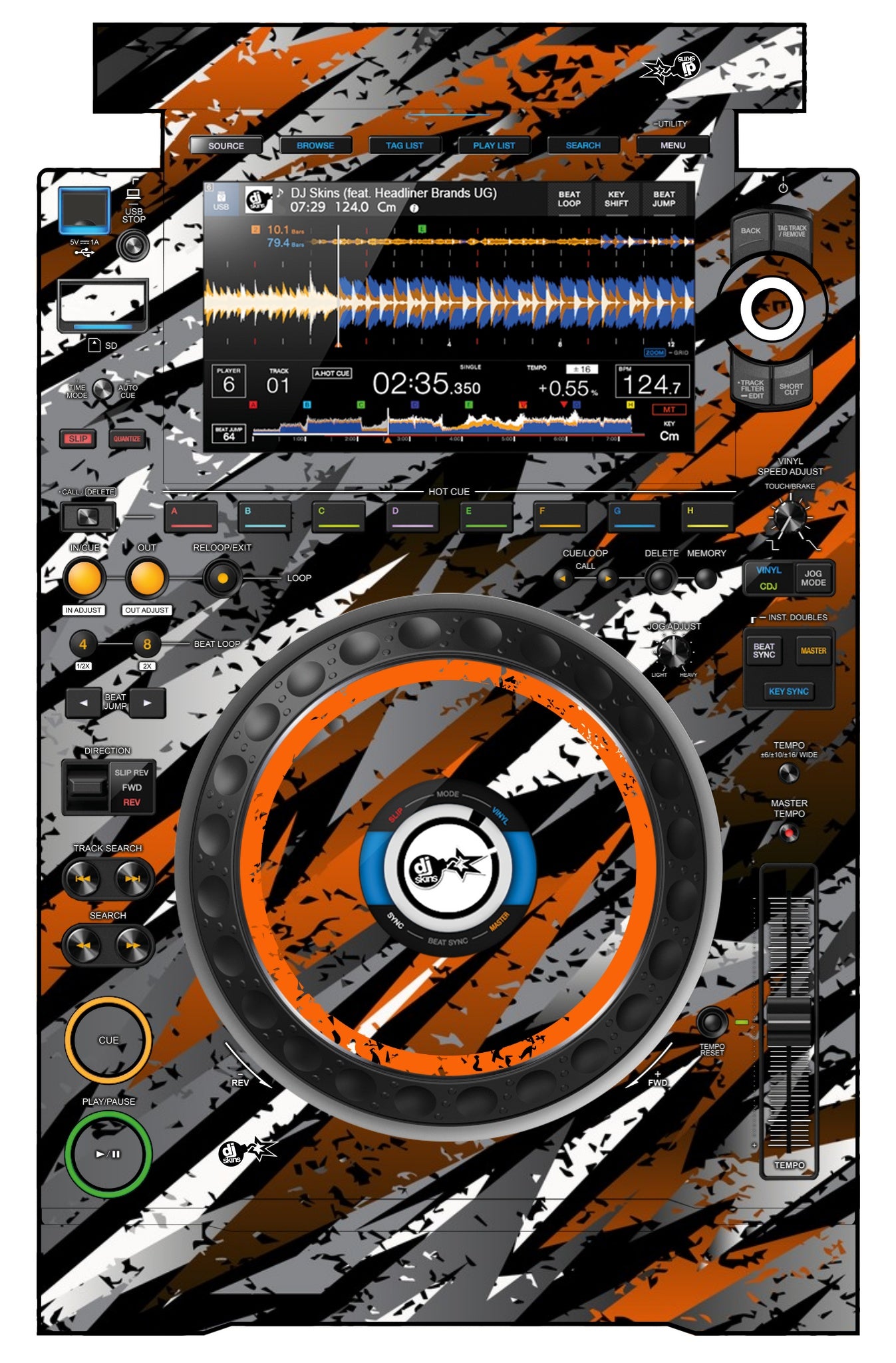 Pioneer DJ CDJ 3000 Skin Sparkasm Orange