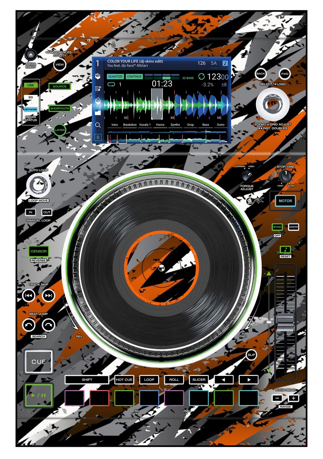 Denon DJ SC 5000 M Skin Sparkasm Orange