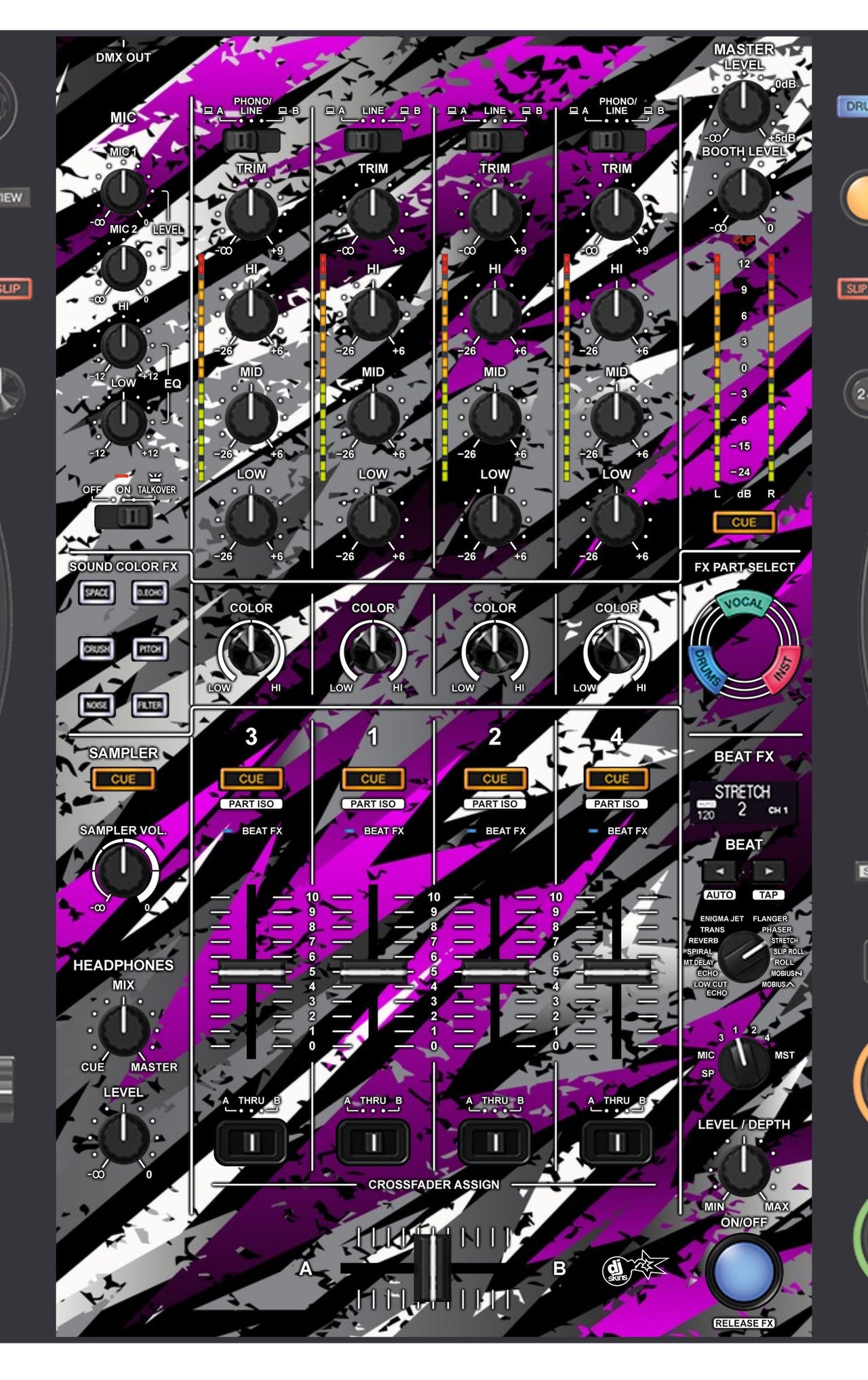 Pioneer DJ DDJ FLX10 MIXER Skin Sparkasm Pink