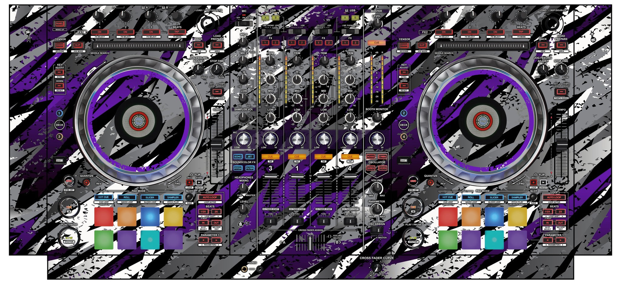 Pioneer DJ DDJ SZ 2 Skin Sparkasm Purple