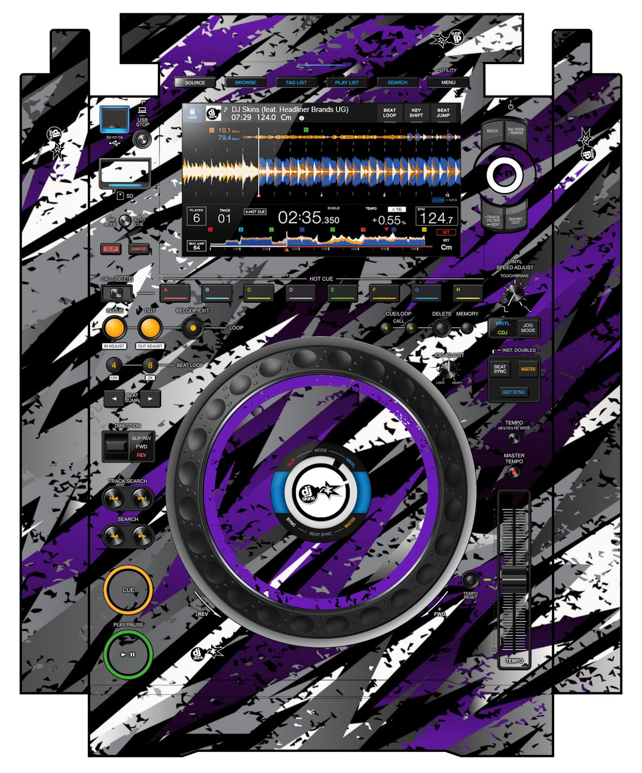 Pioneer DJ CDJ 3000 incl. SIDES Skin Sparkasm Purple