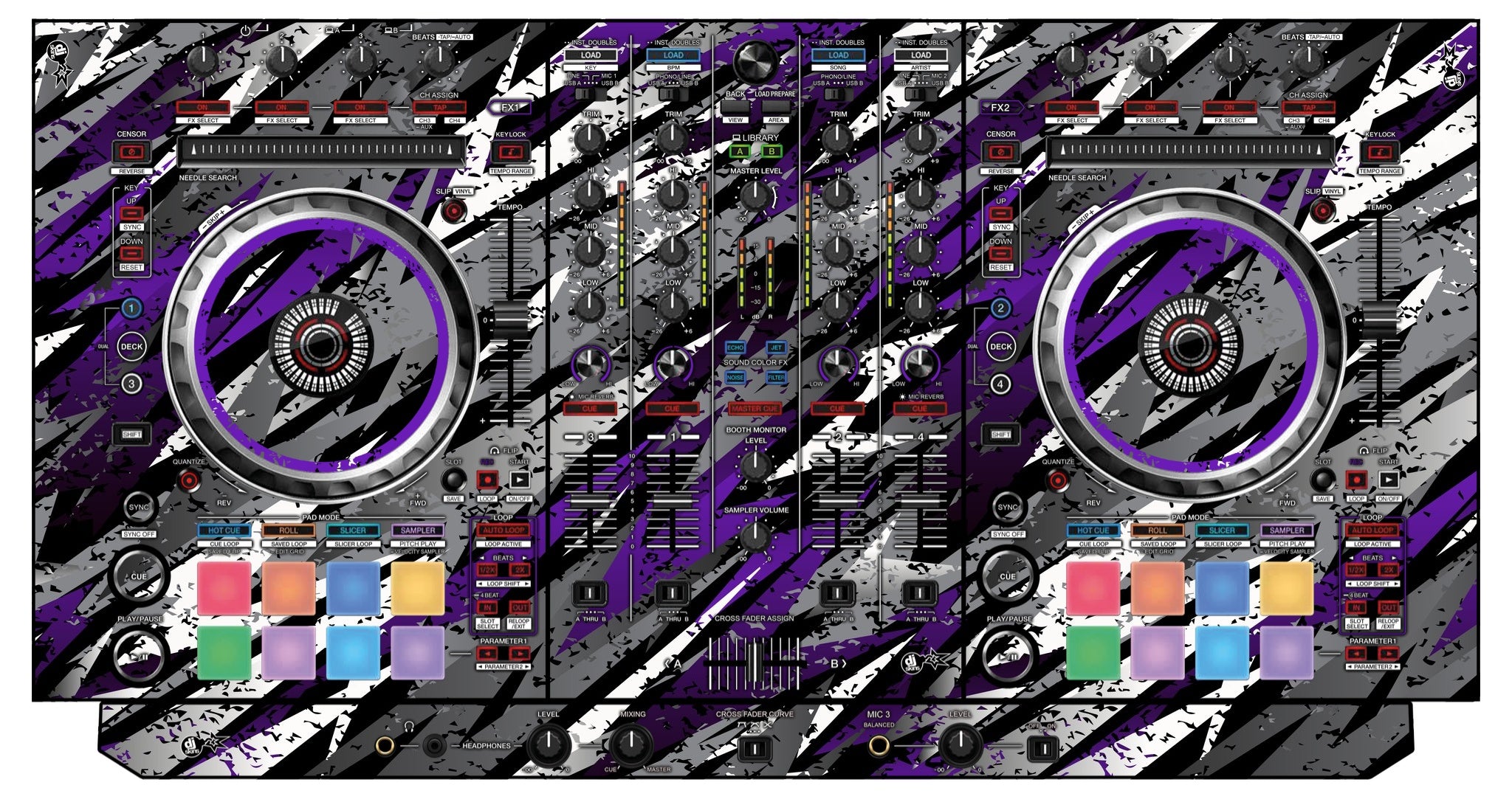 Pioneer DJ DDJ SX 3 Skin Sparkasm Purple