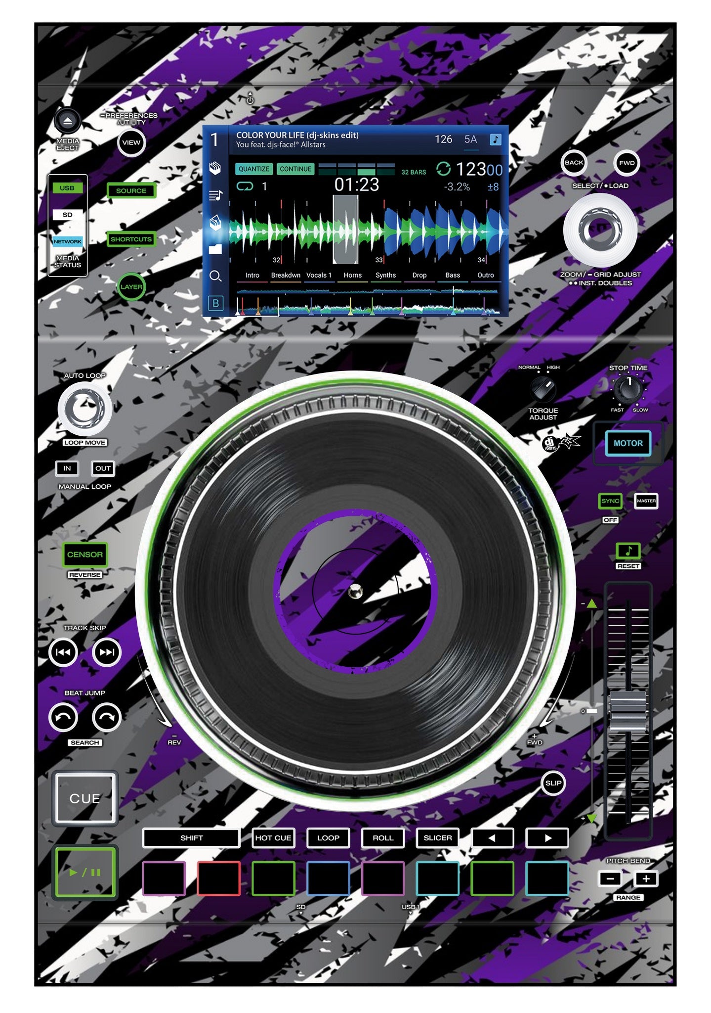 Denon DJ SC 5000 M Skin Sparkasm Purple