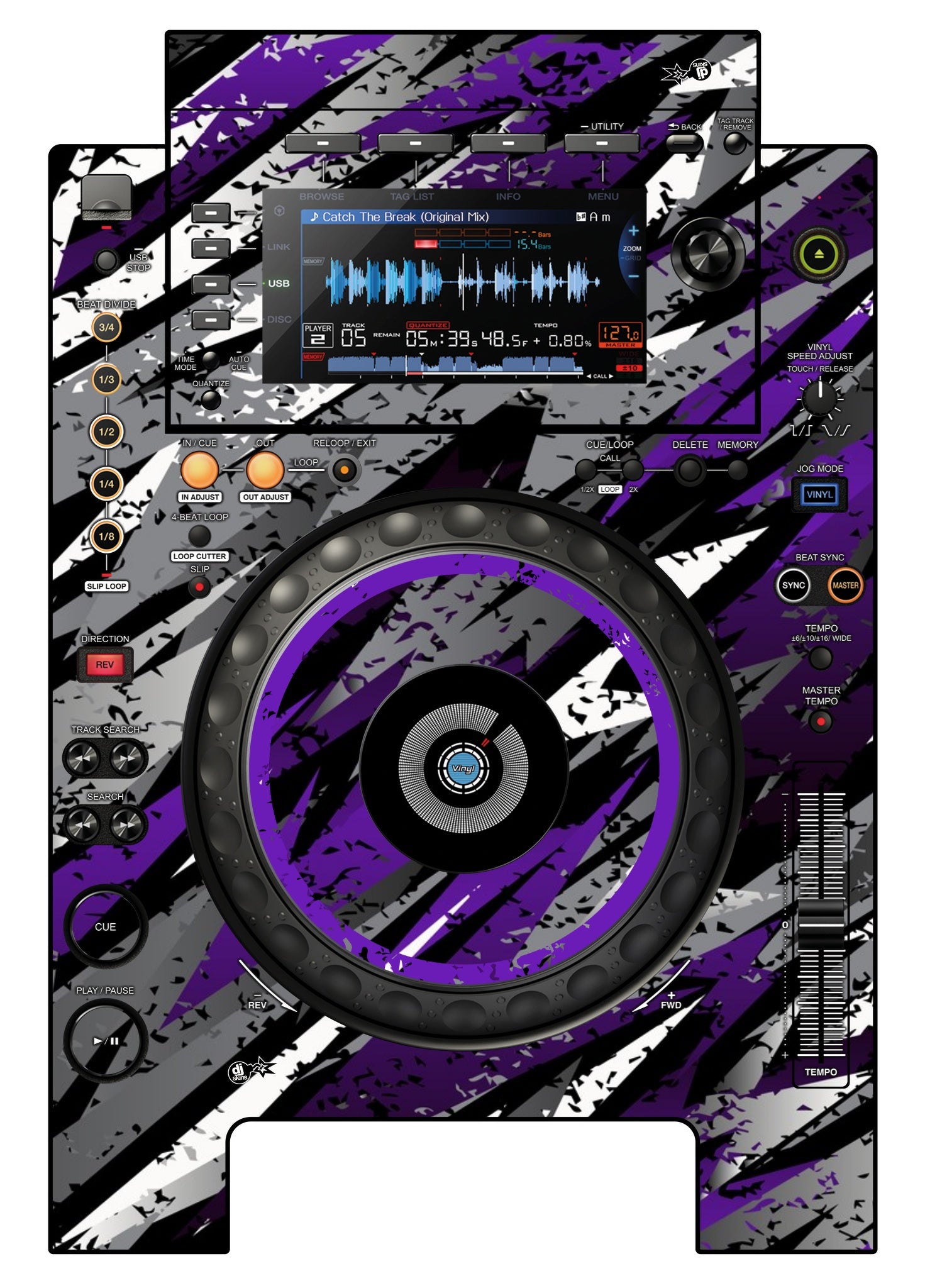 Pioneer DJ CDJ 900 NEXUS Skin Sparkasm Purple