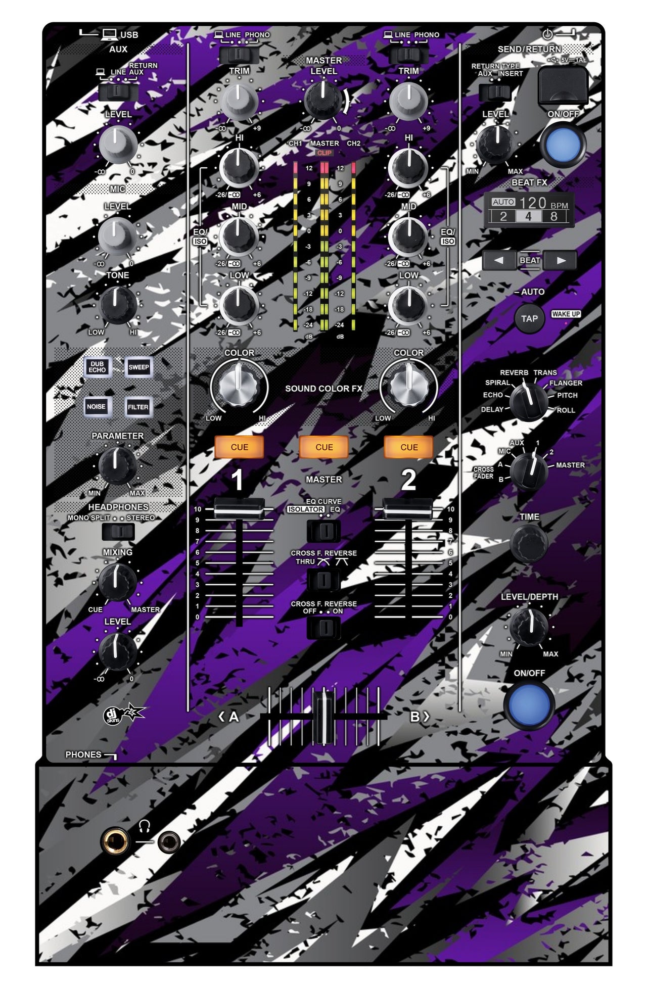 Pioneer DJ DJM 450 Skin Sparkasm Purple