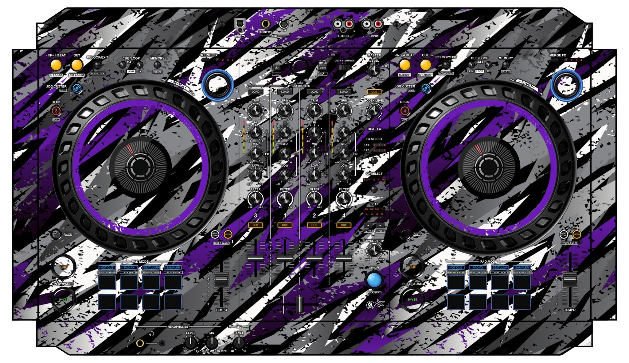 Pioneer DJ DDJ FLX6 Skin Sparkasm Purple