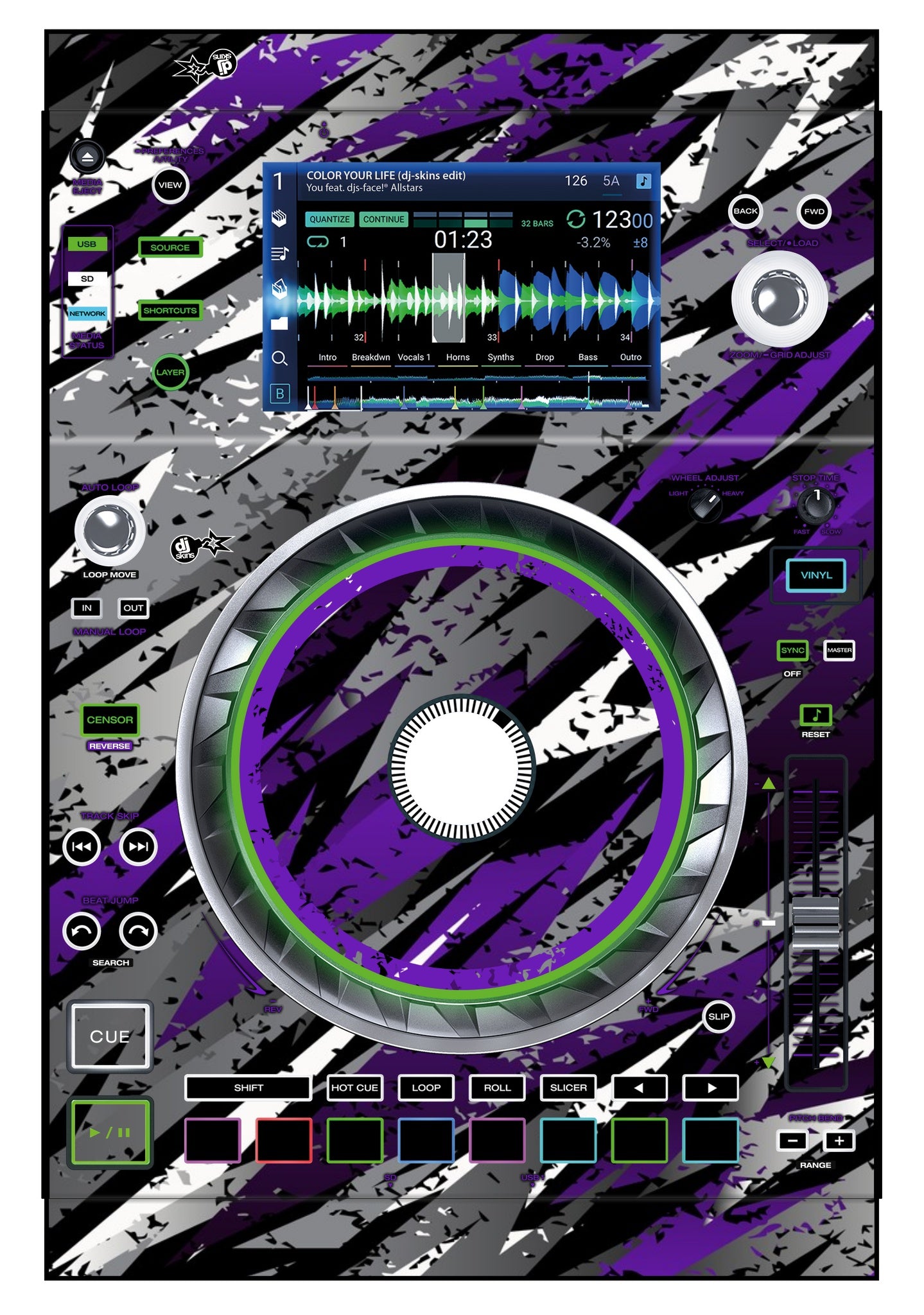 Denon DJ SC 5000 Skin Sparkasm Purple
