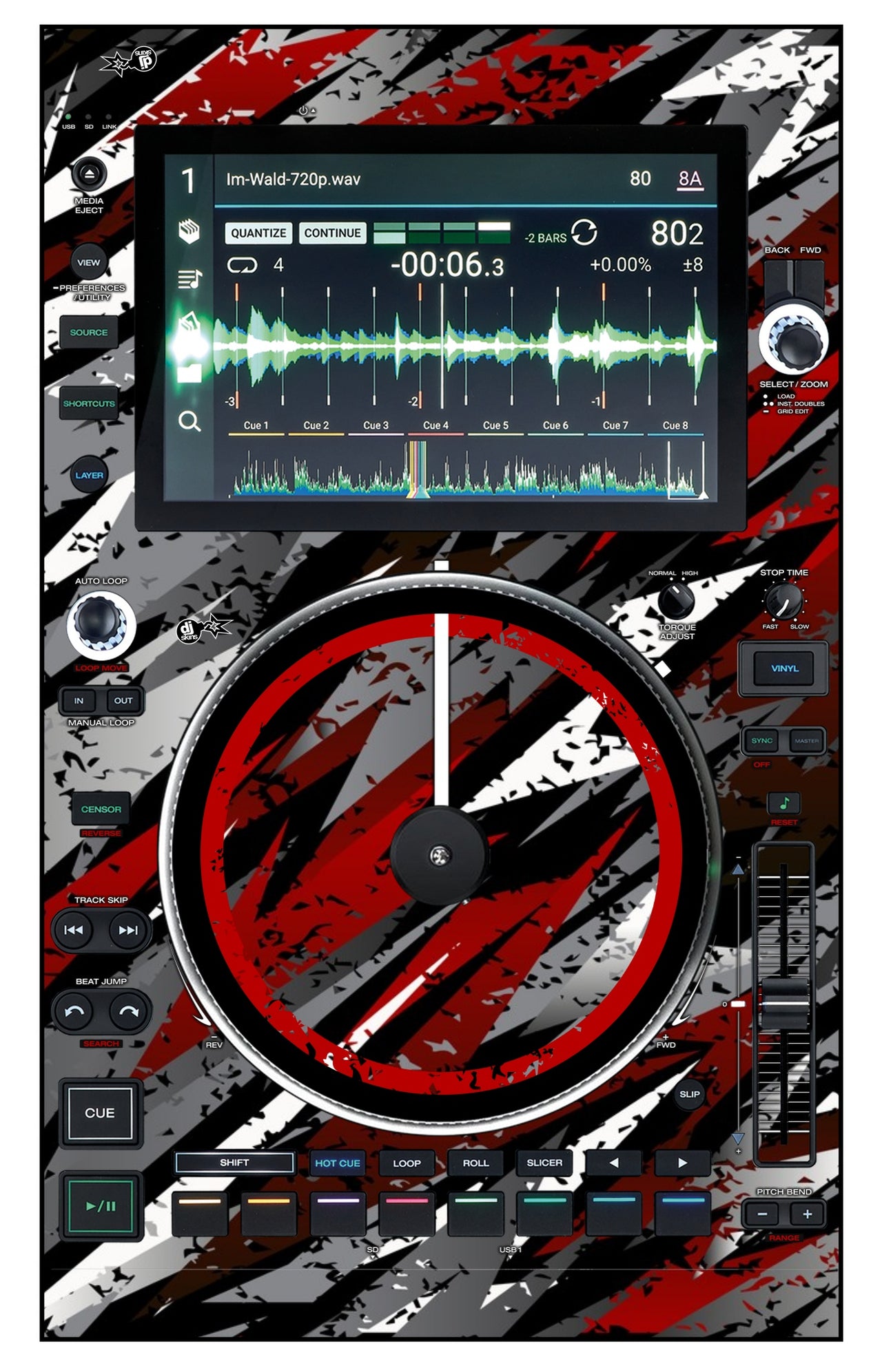 Denon DJ SC 6000 M Skin Sparkasm Red